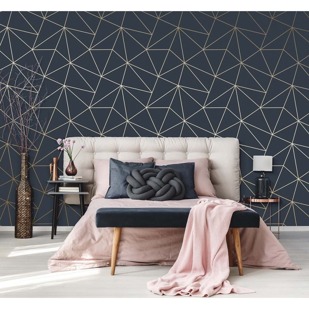 Zara Shimmer Metallic Wallpaper Navy Gold , HD Wallpaper & Backgrounds