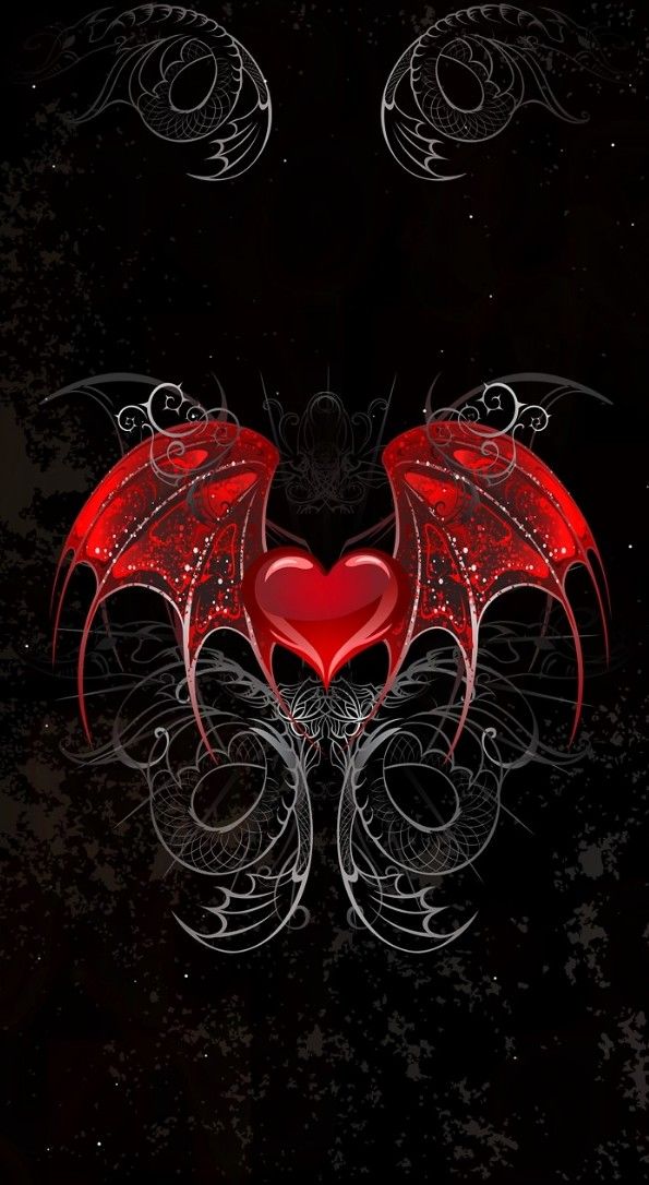 Wallpaper By Artist Unknown - Gothic Hearts With Wings Iphone , HD Wallpaper & Backgrounds