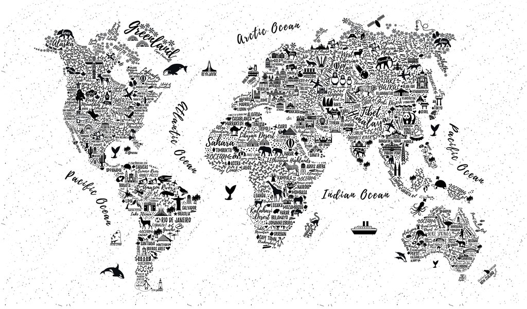 World Map Design Wallpaper Black And White , HD Wallpaper & Backgrounds