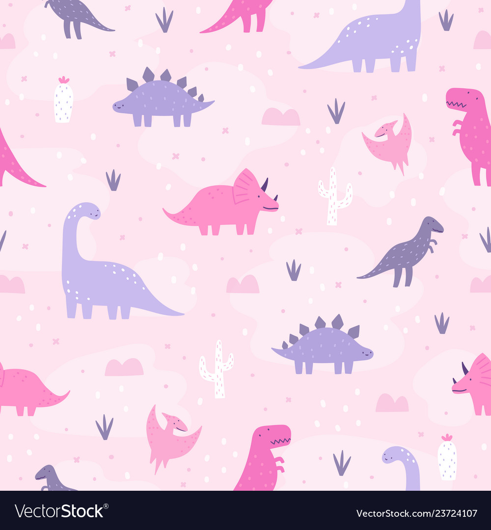 Pink Dinosaurs Pattern , HD Wallpaper & Backgrounds