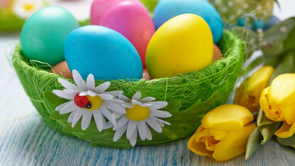 Easter Eggs In A Basket , HD Wallpaper & Backgrounds