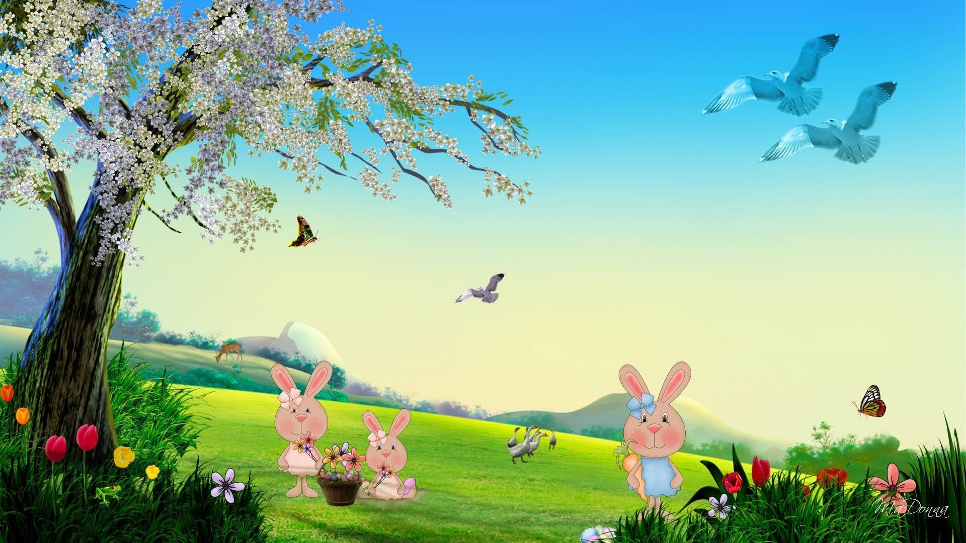 Easter Bunny Background , HD Wallpaper & Backgrounds