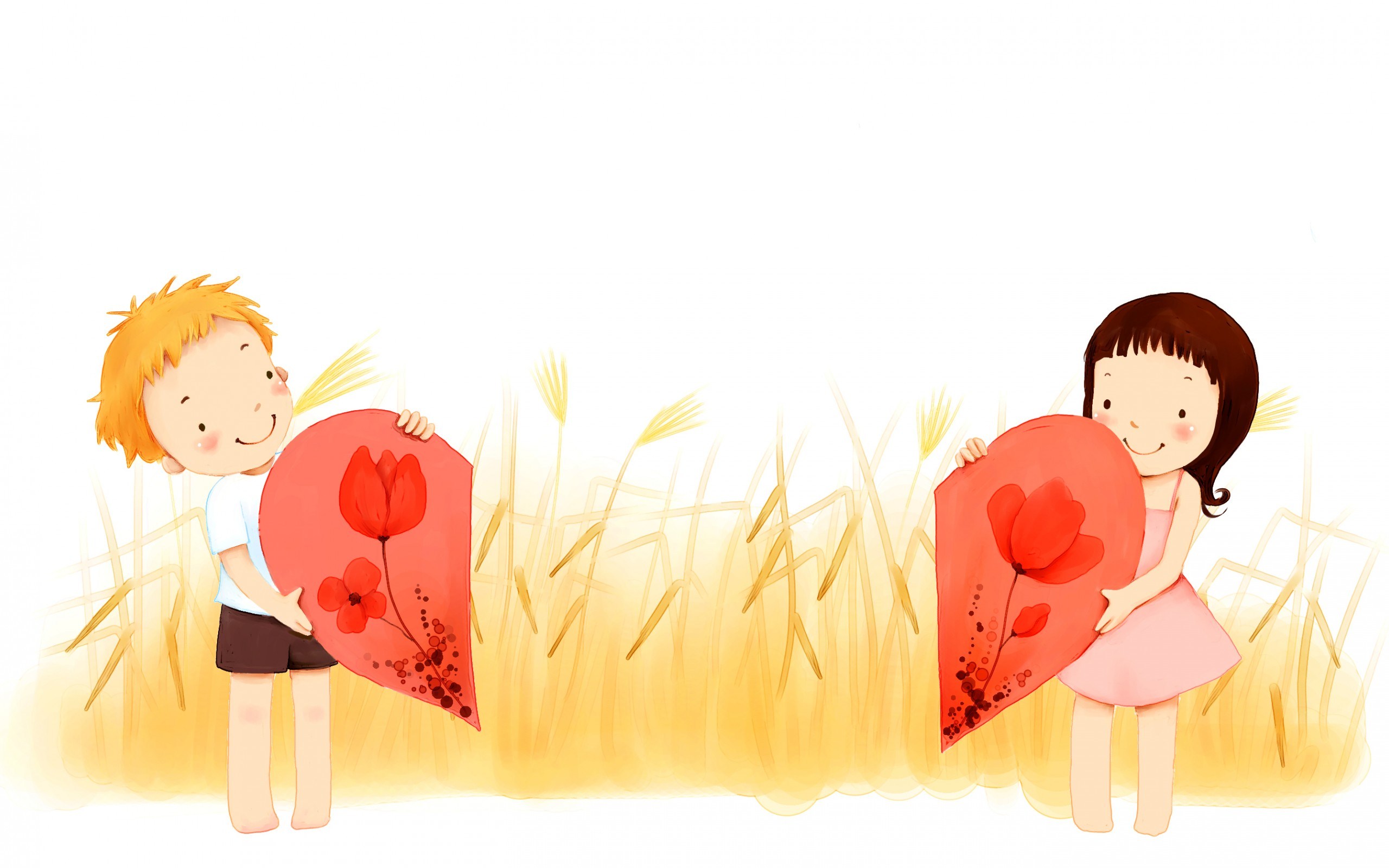 Children's Wallpaper Girl Boys Heart Love Smile Flower - Full Hd Cartoon Love , HD Wallpaper & Backgrounds