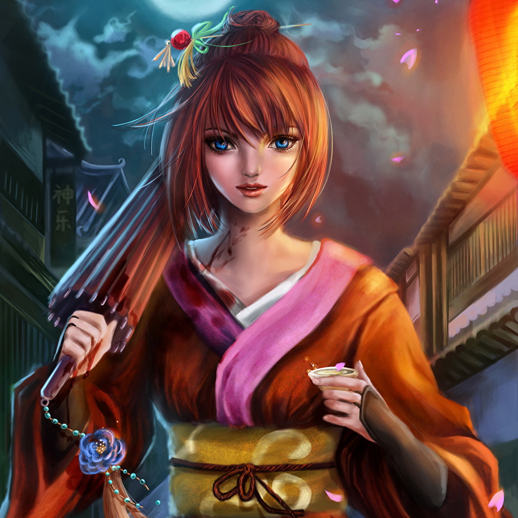 1024 X - Redhead Kimono , HD Wallpaper & Backgrounds