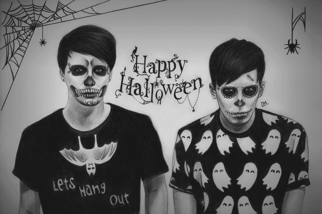 Drawn Phill Phil Lester - Dan And Phil Spooky , HD Wallpaper & Backgrounds