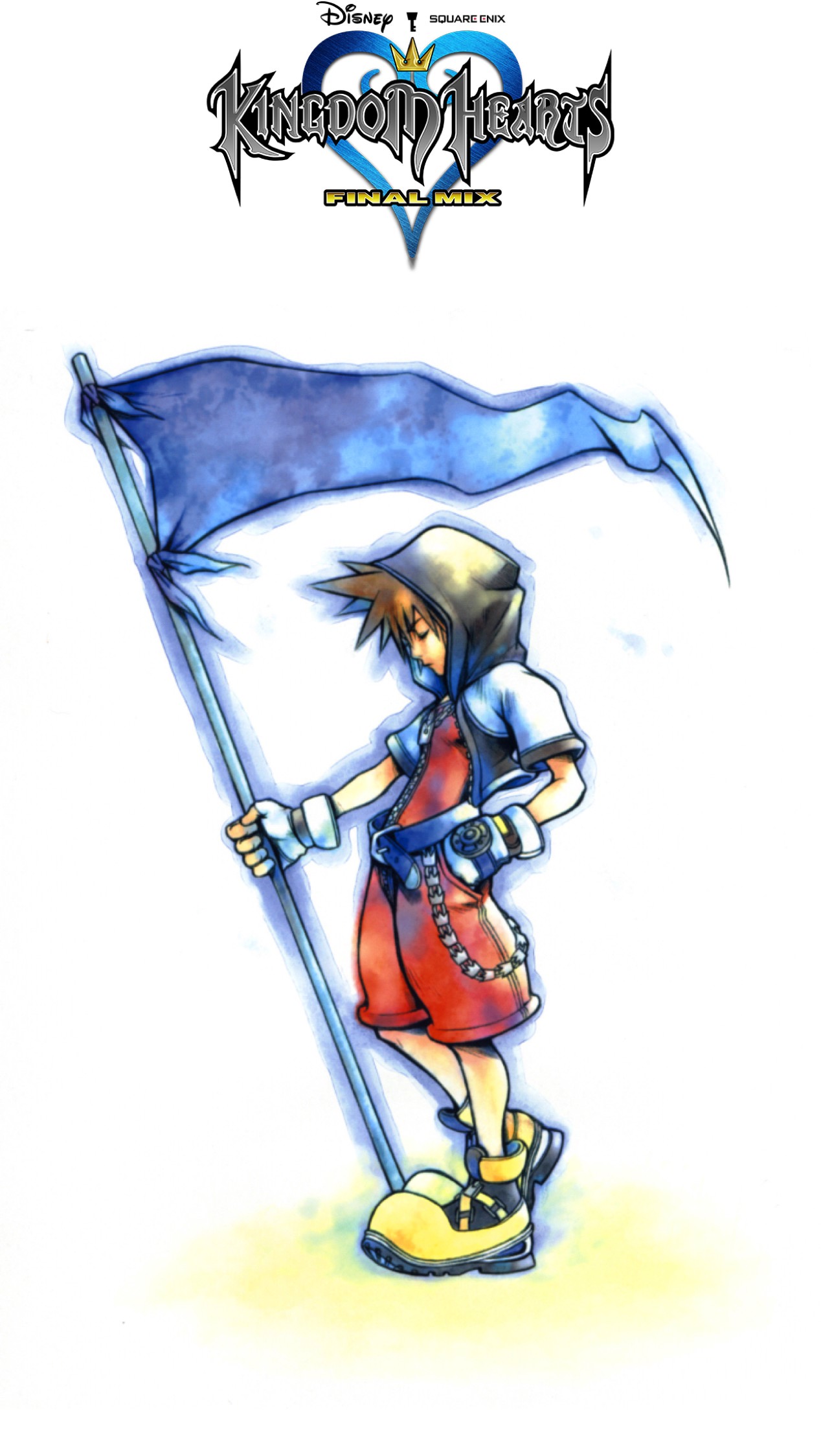 Kingdom Hearts Final Mix - Kingdom Hearts Sora Holding Flag , HD Wallpaper & Backgrounds