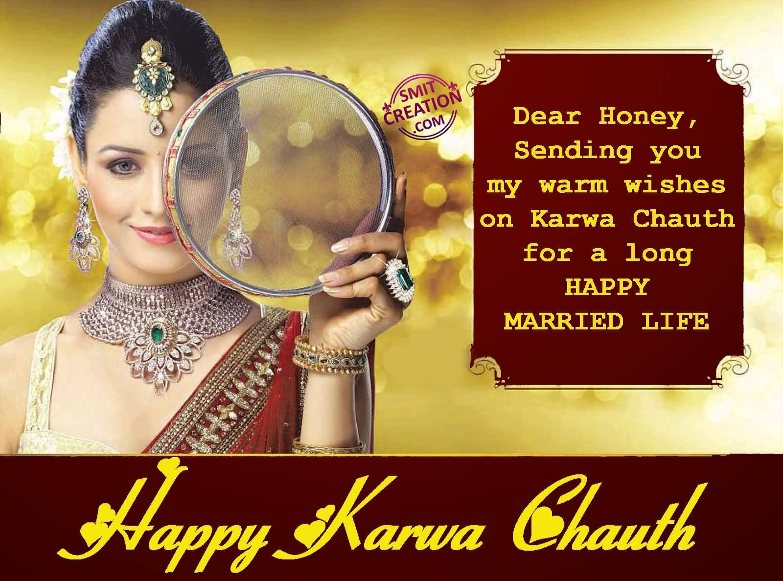 Dear Honey, Sending You My Warm Wishes On Karva Chauth - Karwa Chauth Wishes For Husband , HD Wallpaper & Backgrounds