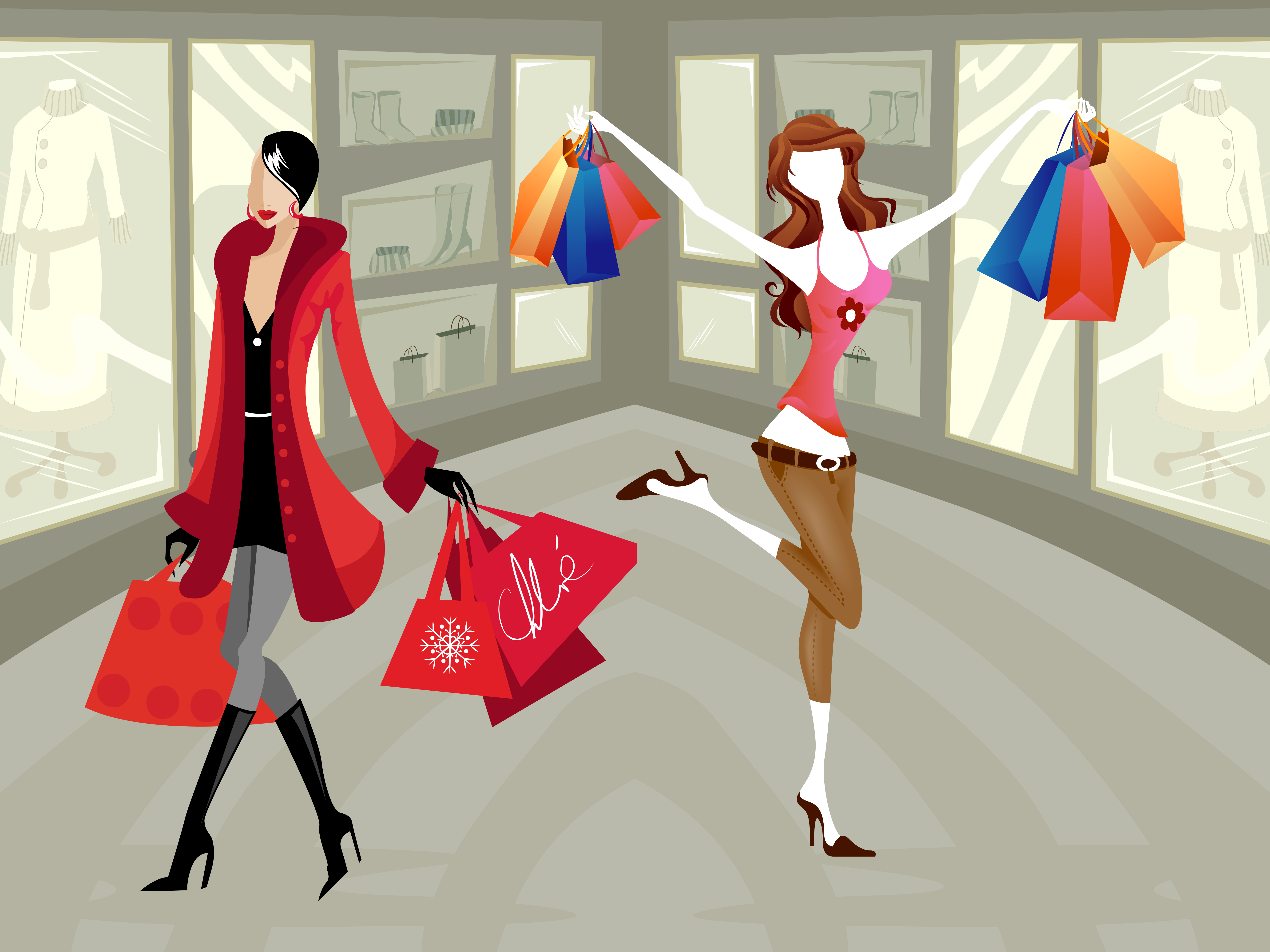 Woman Shopping Vector Png , HD Wallpaper & Backgrounds