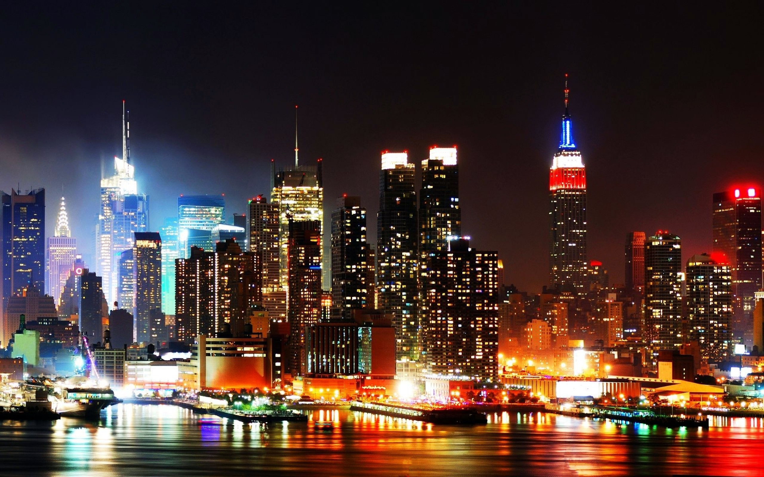 New York Skyline Night Hd , HD Wallpaper & Backgrounds