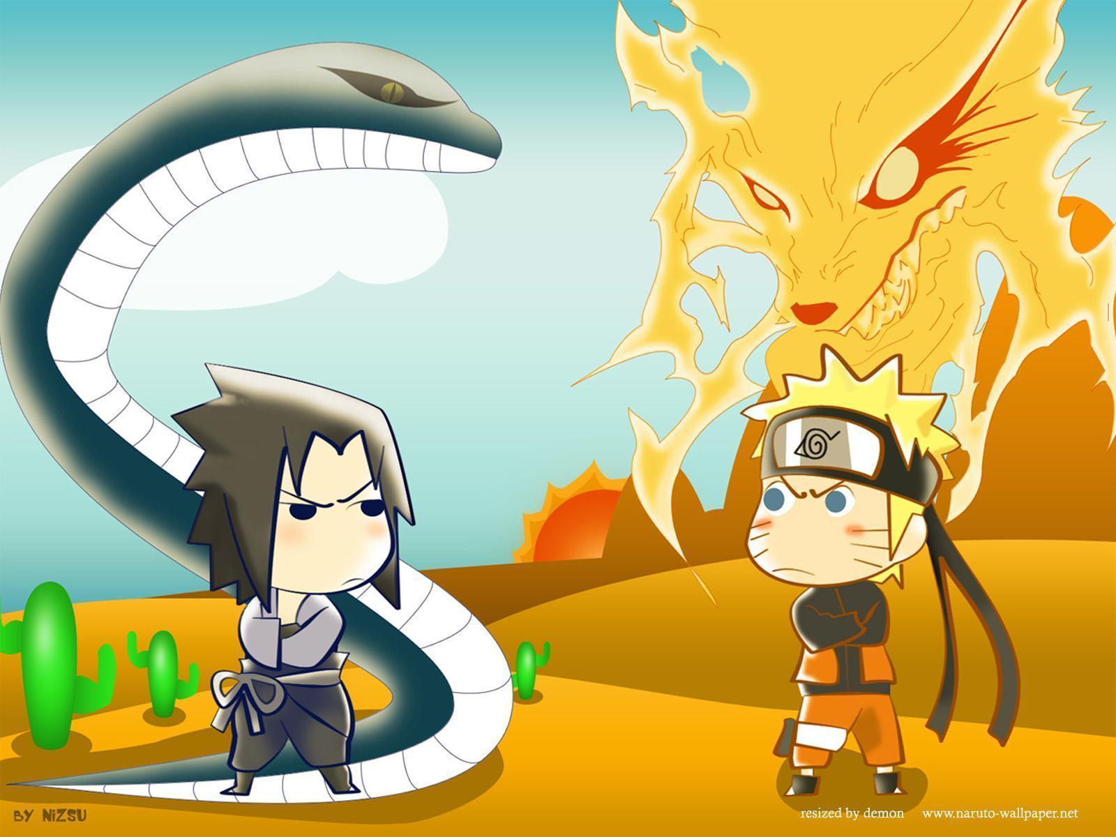 Naruto And Sasuke Chibi , HD Wallpaper & Backgrounds