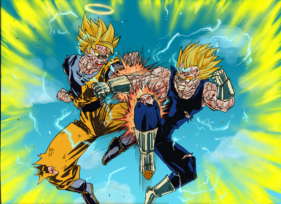 Goku Vs Majin Vegeta Wallpaper Hd , HD Wallpaper & Backgrounds