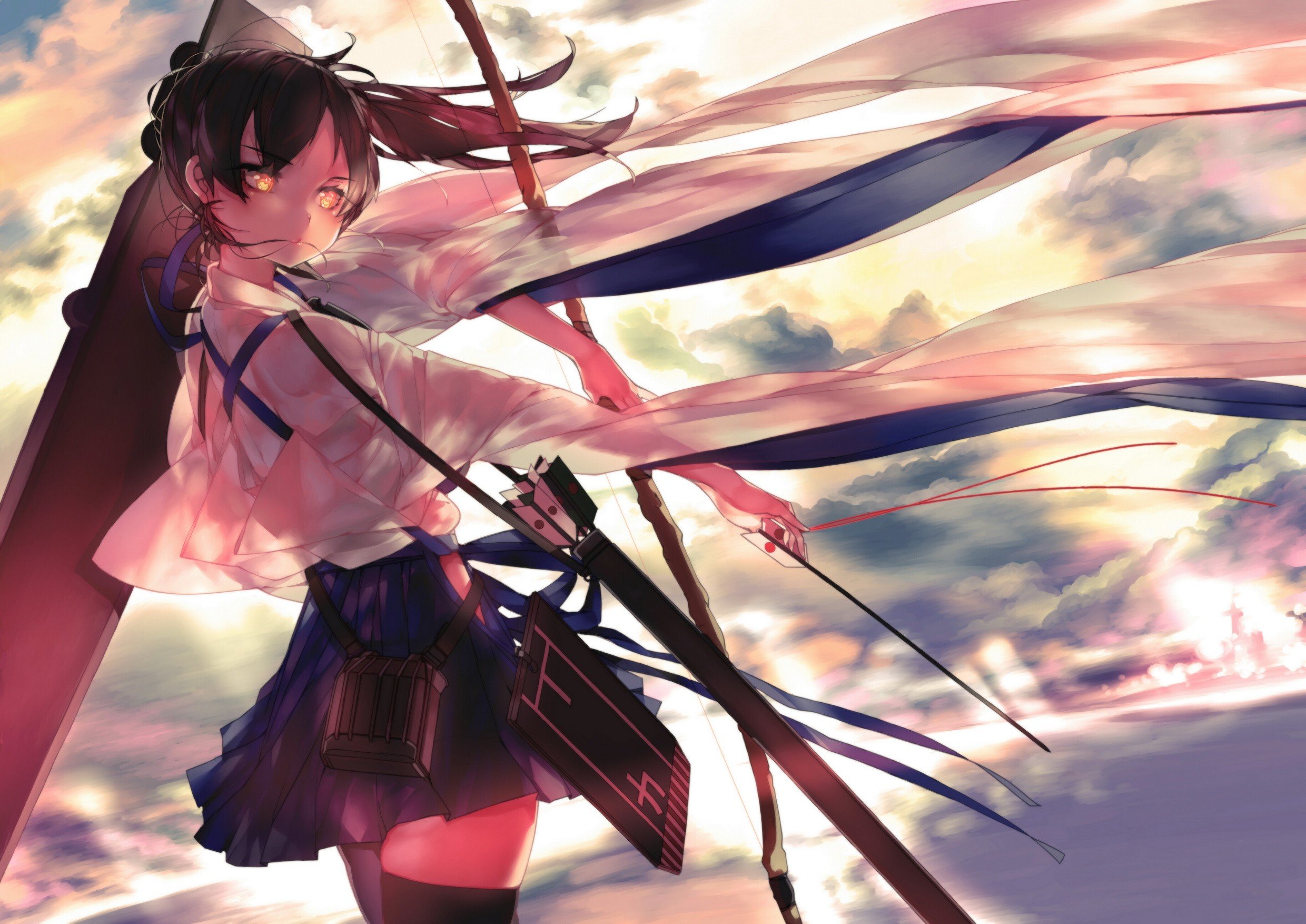 Japanese Female Archer Anime , HD Wallpaper & Backgrounds