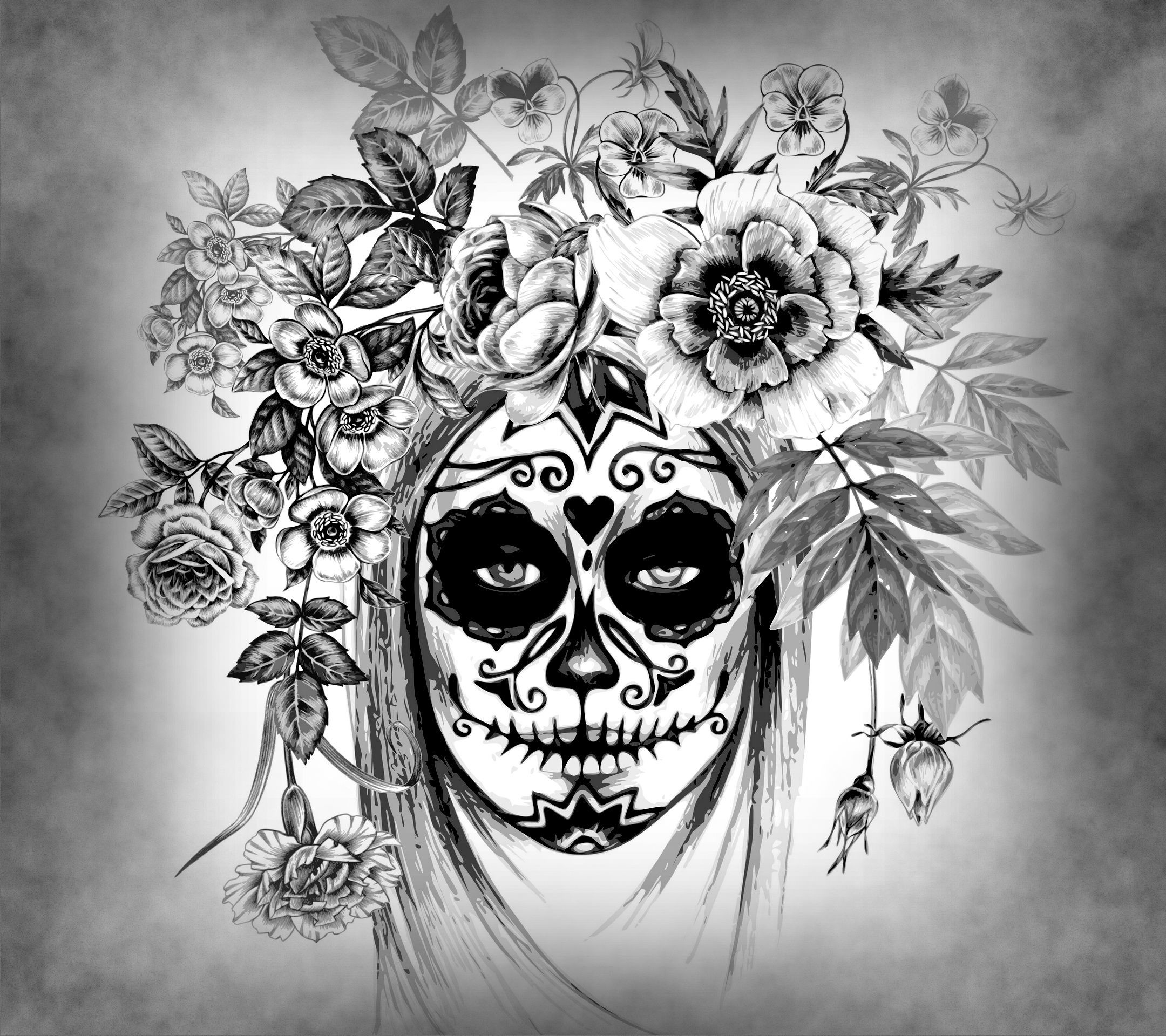 Day Of The Dead With White Background , HD Wallpaper & Backgrounds