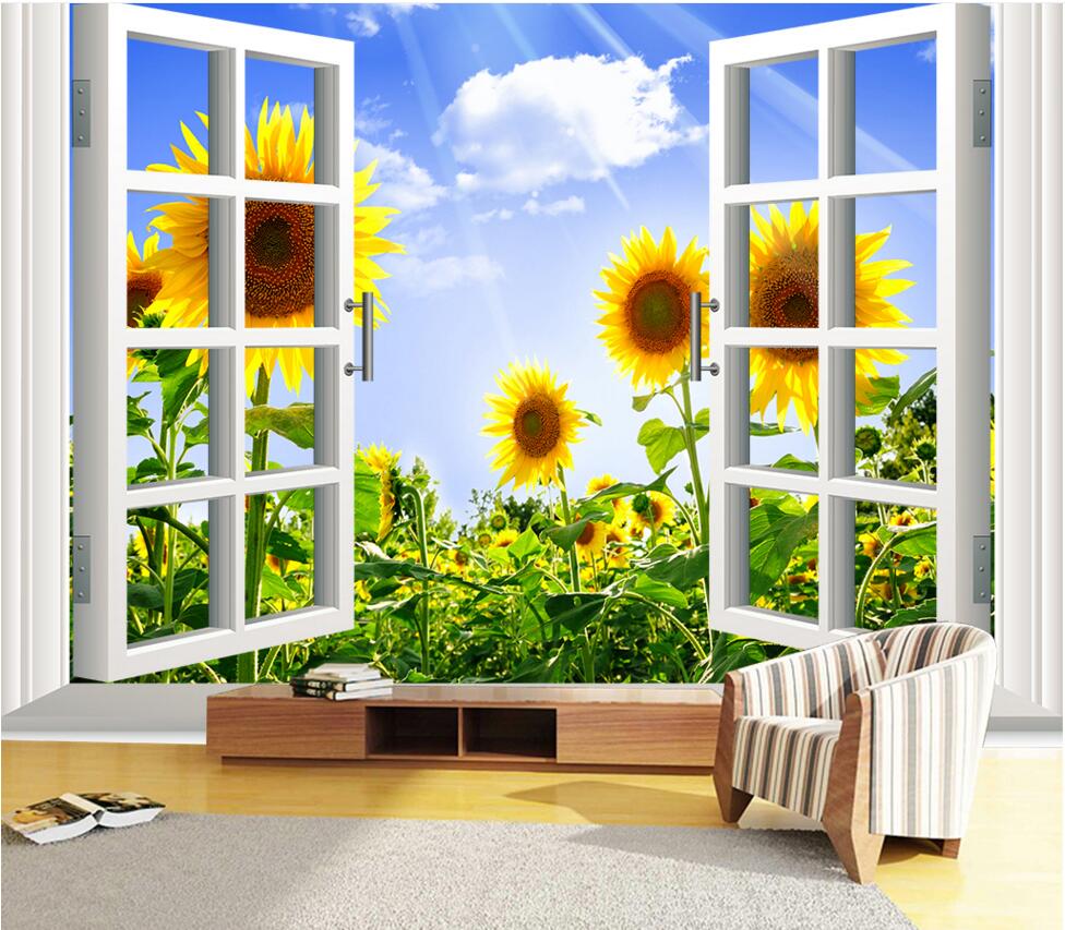 Wallpapers Photo Custom 3d Hd Photo Sunflower Wallpaper - Window , HD Wallpaper & Backgrounds