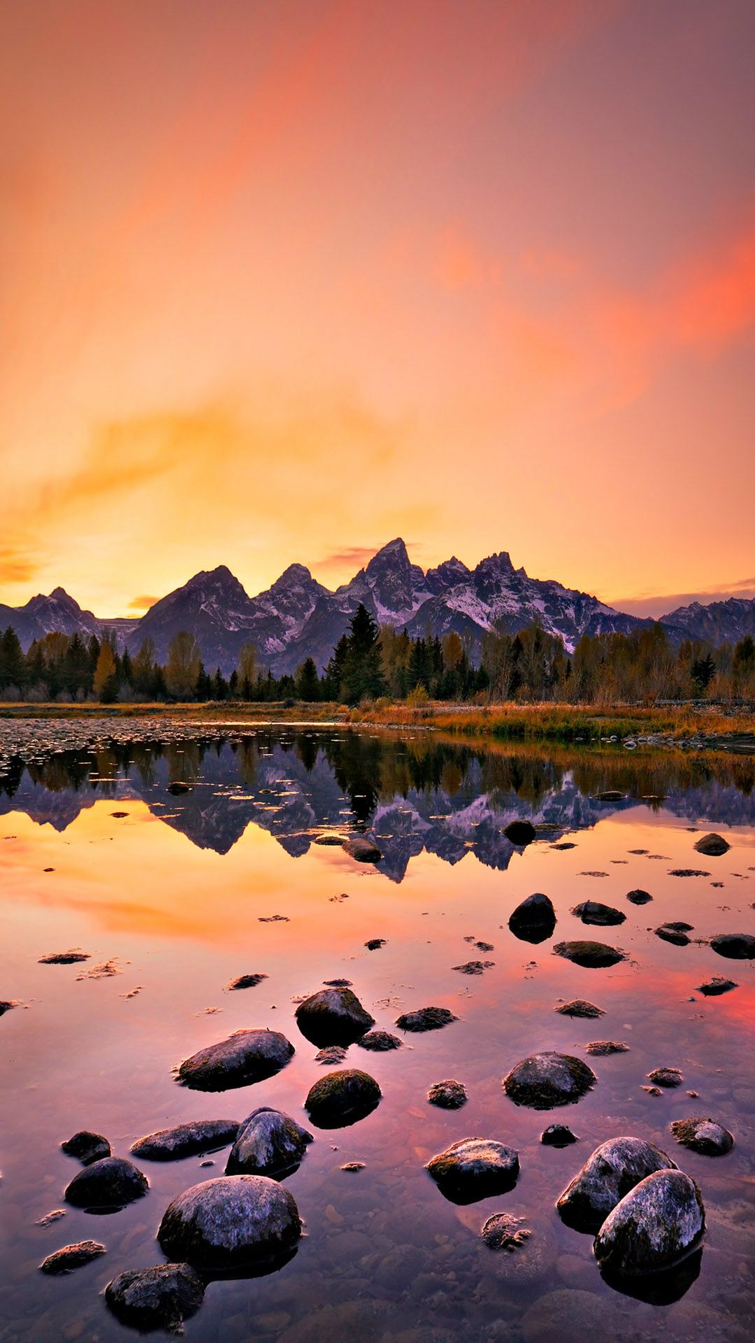 Mountain Lake Sunset Iphone 6 Wallpaper - Mountain Sunset Wallpaper Iphone , HD Wallpaper & Backgrounds