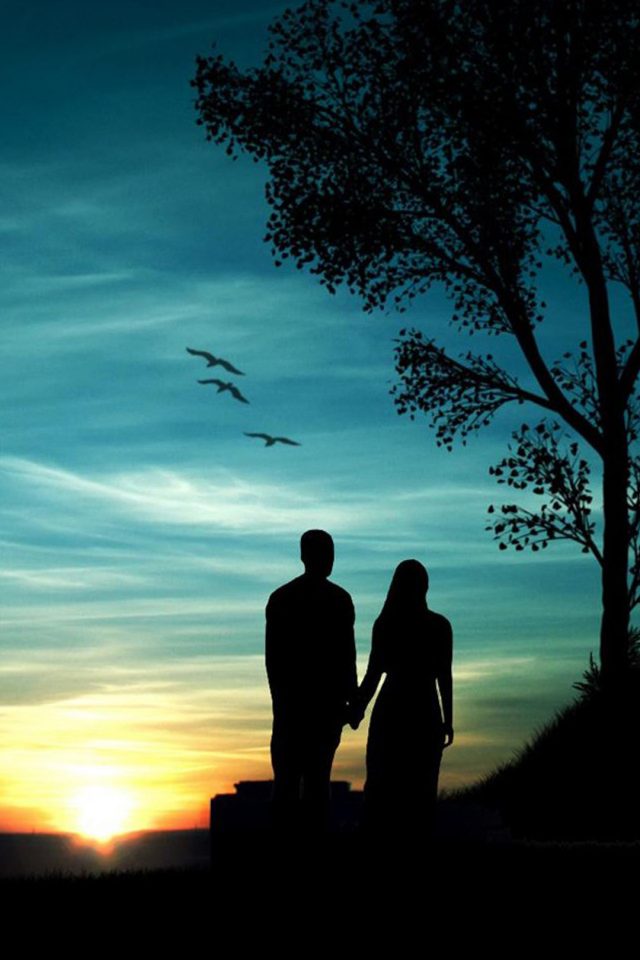 Couple At Sunset Iphone Wallpaper - Romantic Wallpaper For Iphone , HD Wallpaper & Backgrounds