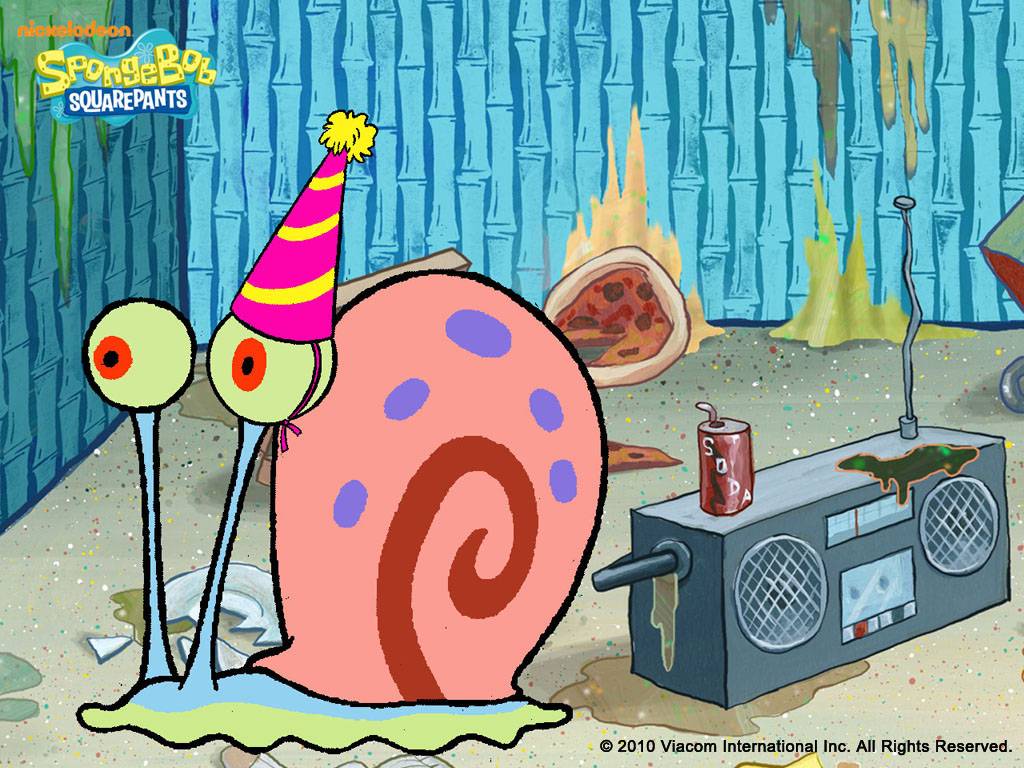 Gary With Party Hat Spongebob , HD Wallpaper & Backgrounds