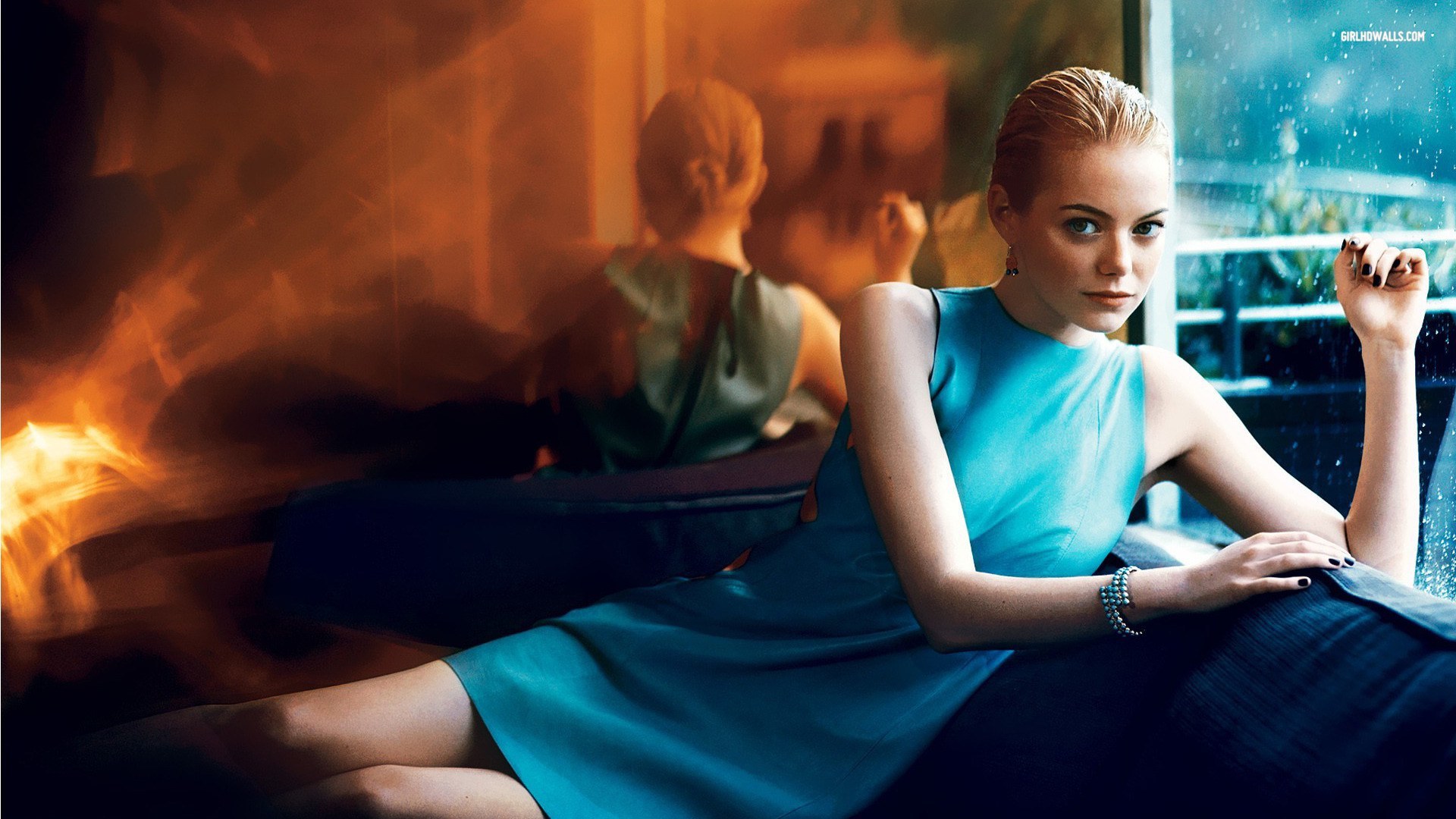 Emma Stone In Blue Dress , HD Wallpaper & Backgrounds