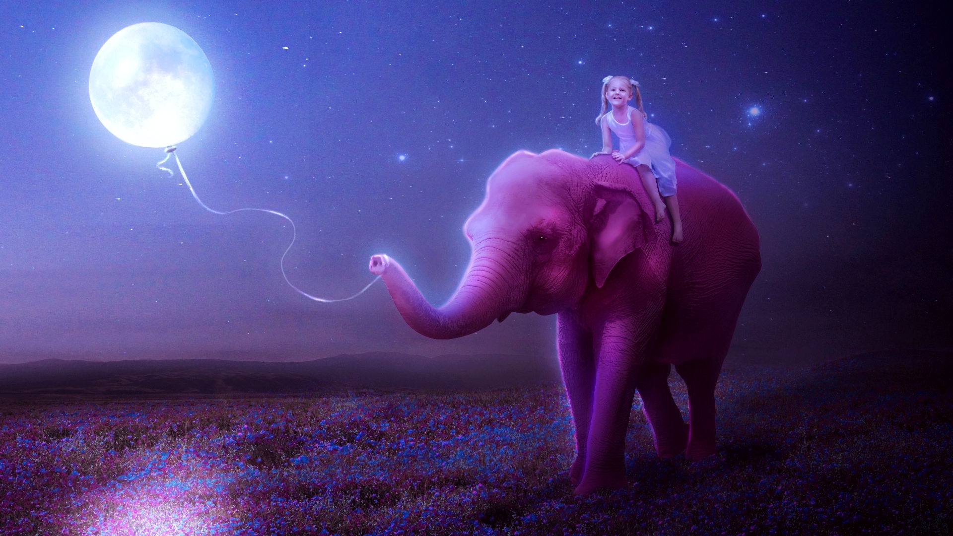 Pink Elephant Photos Download - Little Girl With Elephant , HD Wallpaper & Backgrounds