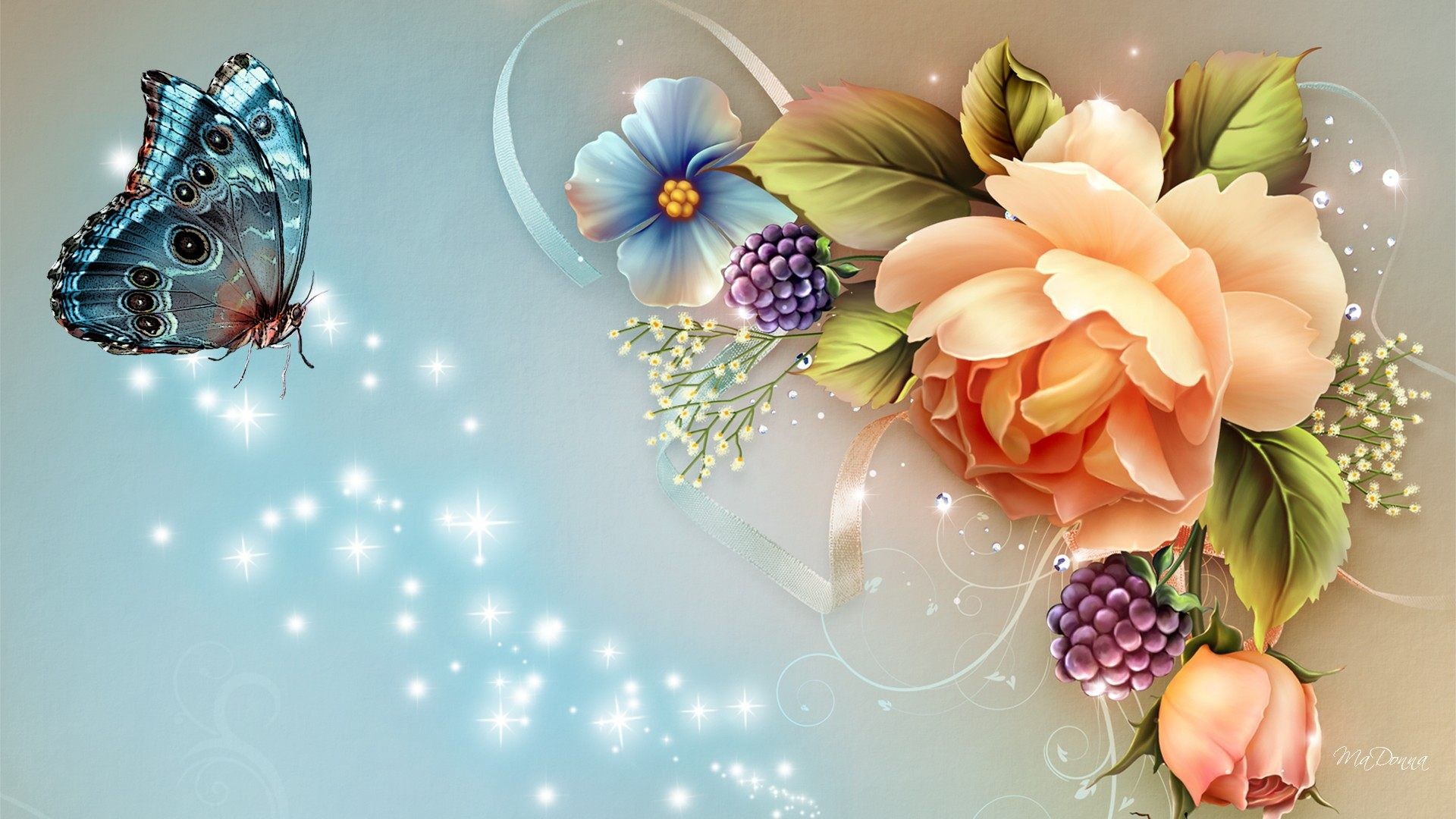 Butterfly Flowers Hd Wallpaper Of Butterfly And Flower - Good Morning Sister I Love You , HD Wallpaper & Backgrounds