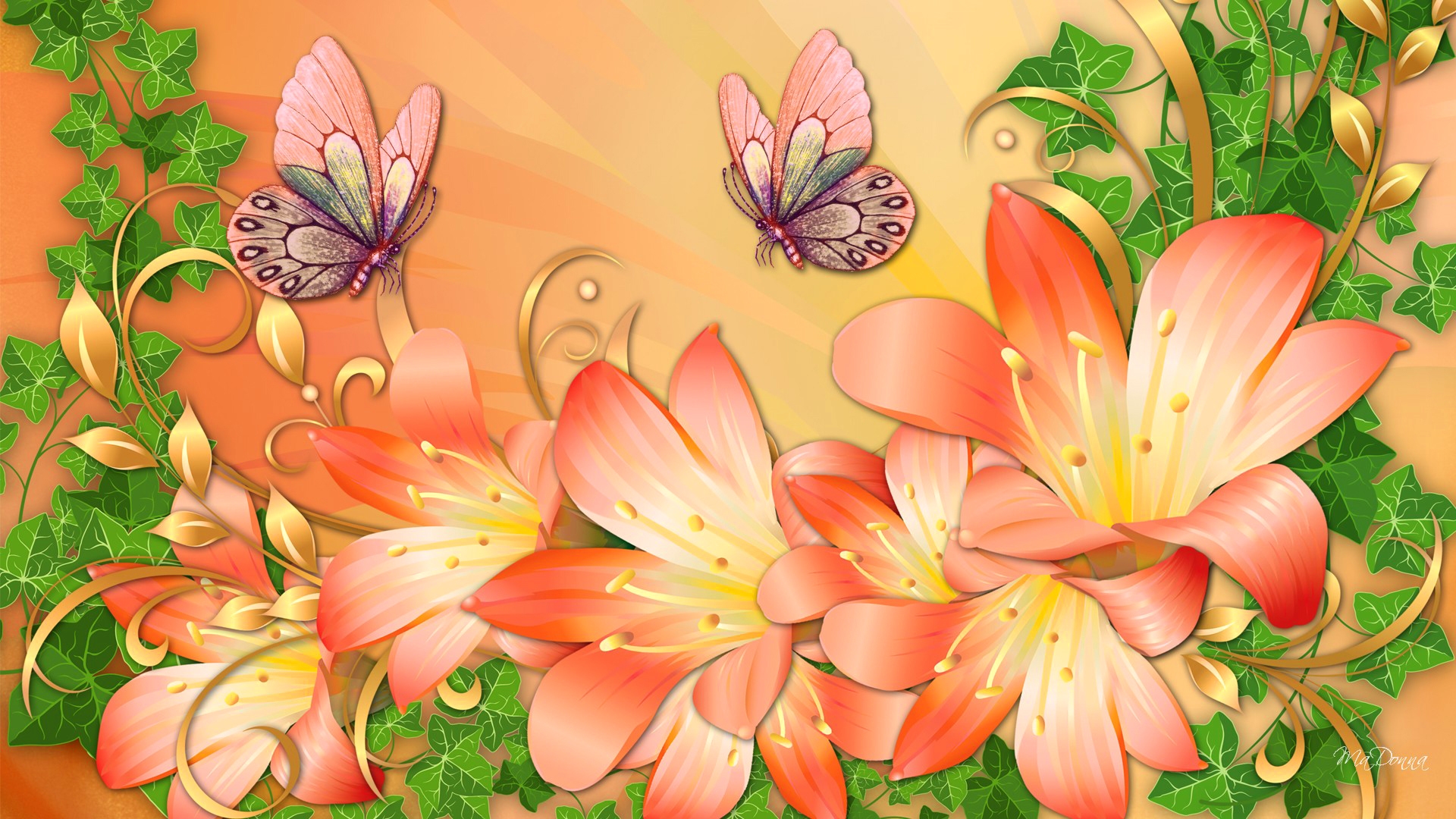 Cartoon Flowers And Butterflies Wallpaper , HD Wallpaper & Backgrounds