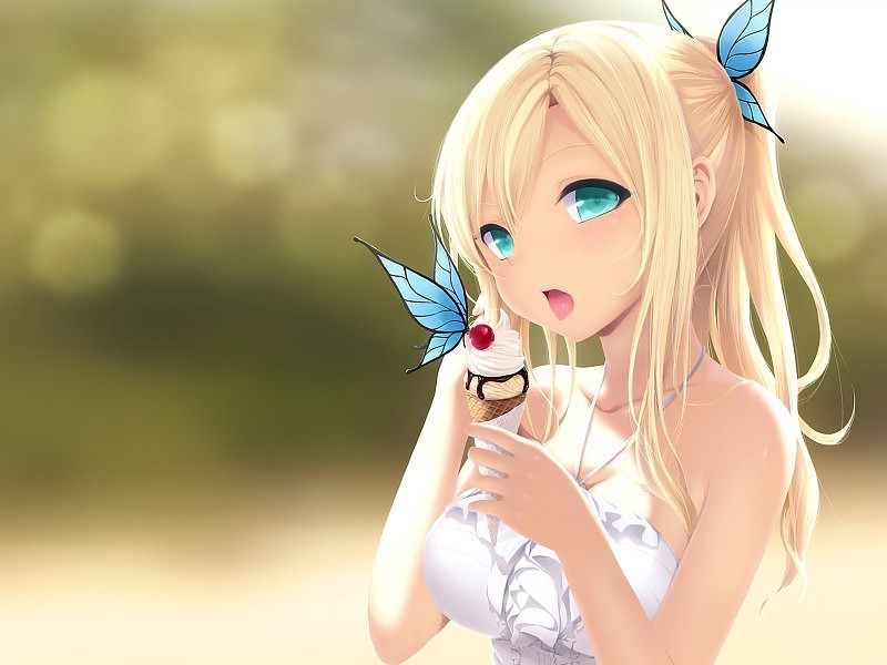 Blonde Anime Character With Blue Eyes Girl , HD Wallpaper & Backgrounds