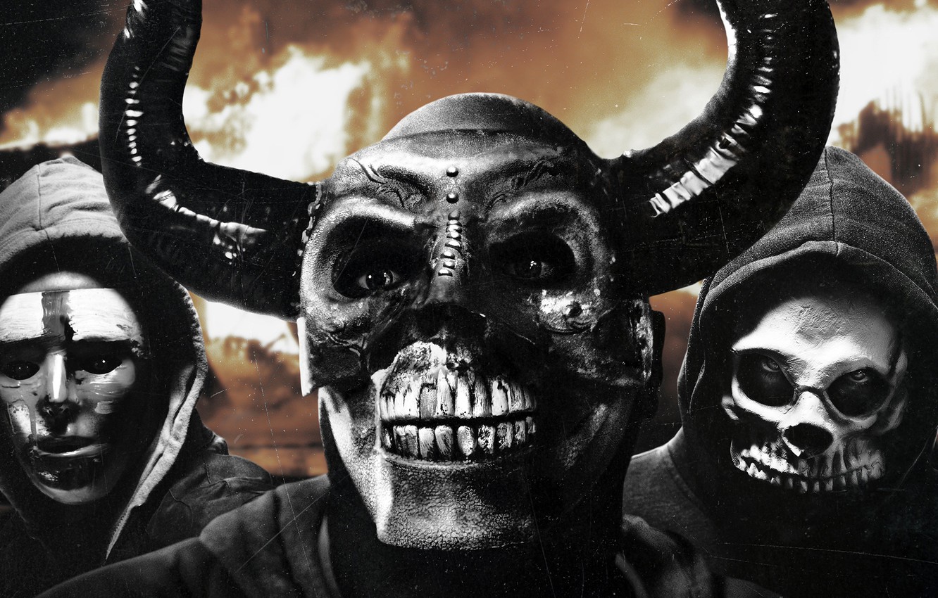 Photo Wallpaper People, Fiction, Horns, Skull, Mask, - First Purge , HD Wallpaper & Backgrounds