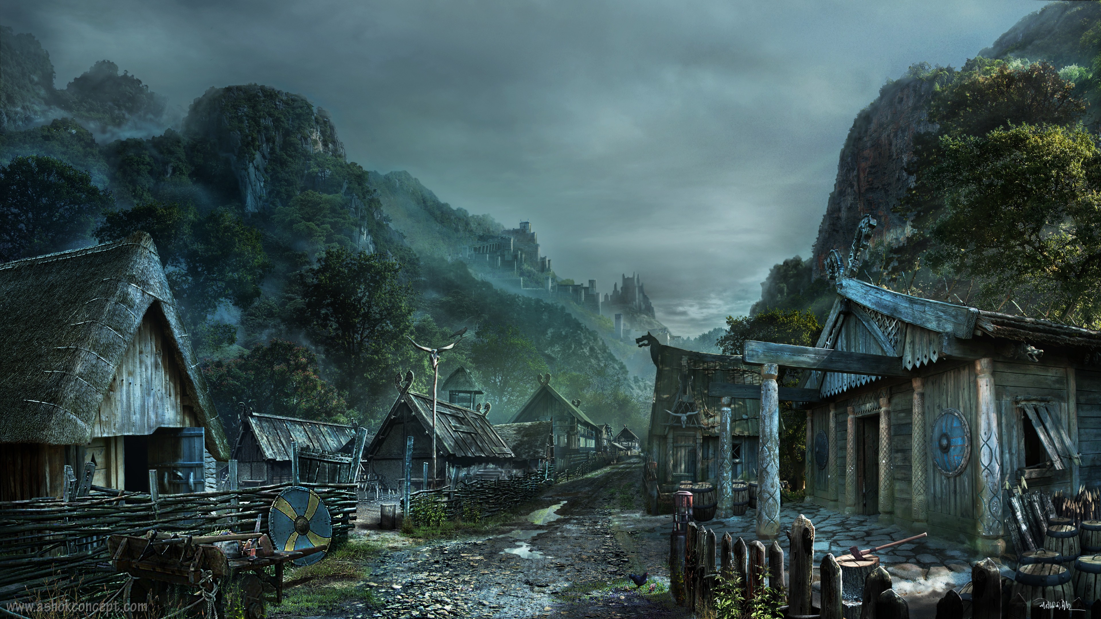 #village, #vikings, Wallpaper - Viking Village 4k , HD Wallpaper & Backgrounds