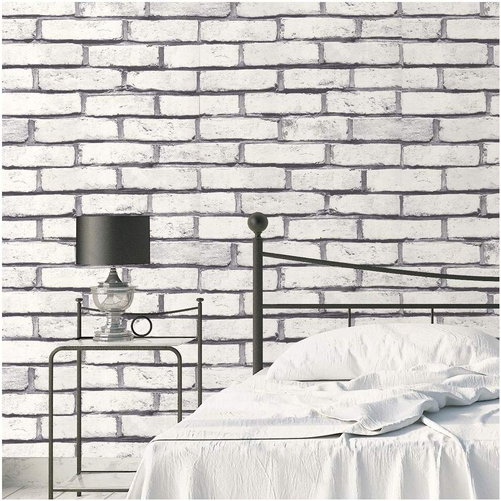 Haokhome 188120 Realistic White Brick Wallpaper Black/white - Wallpaper , HD Wallpaper & Backgrounds
