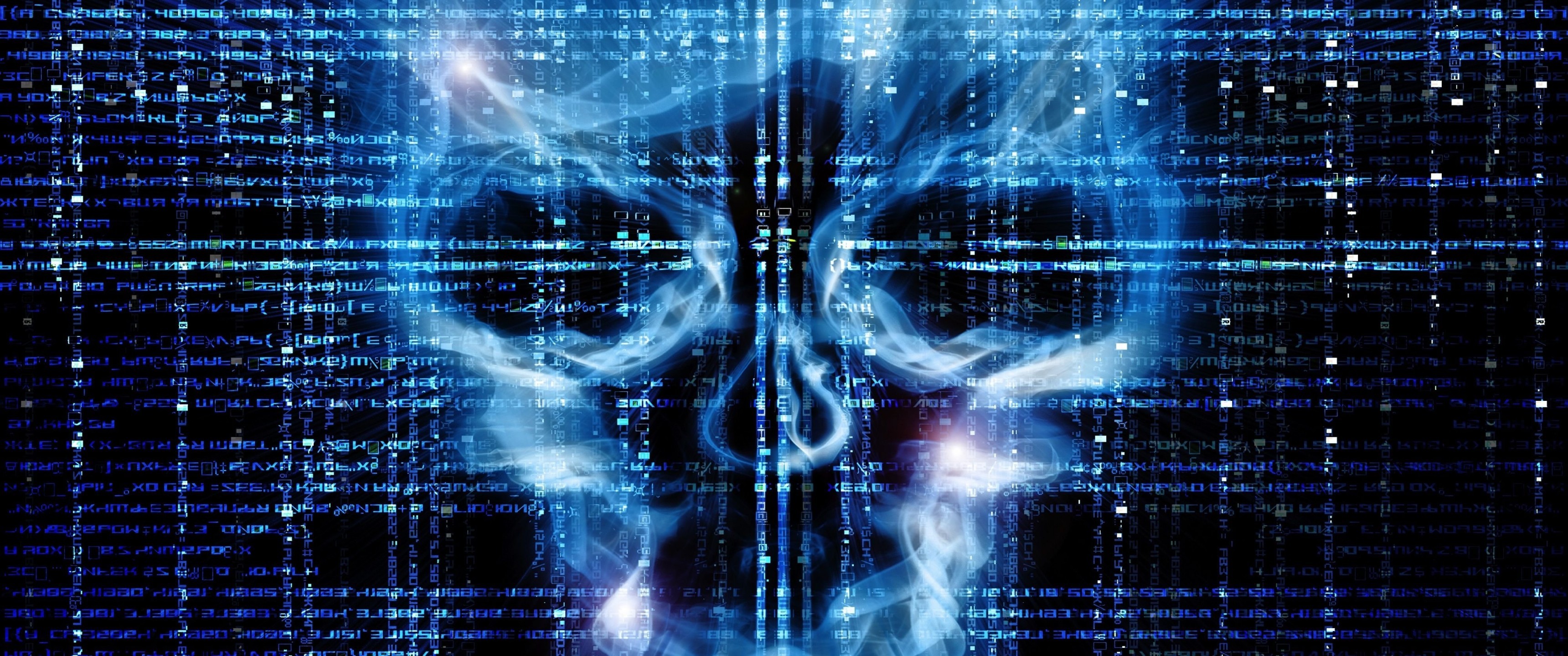 Hacking, Binary, Dark, Skull - 3440 X 1440 Wallpaper Hacker , HD Wallpaper & Backgrounds