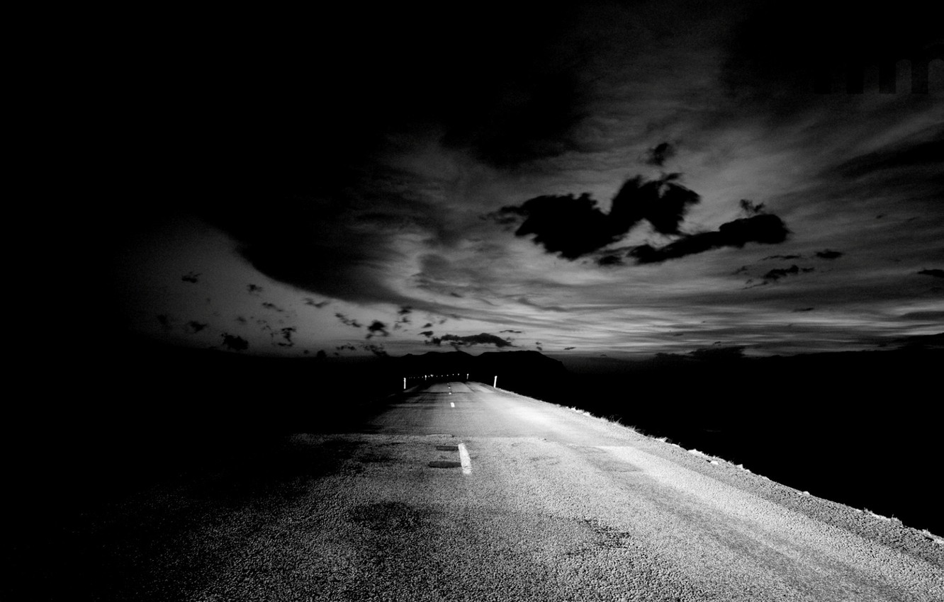 Photo Wallpaper Road, The Sky, Void, Night, Photo, - Dark Lone Wolf , HD Wallpaper & Backgrounds