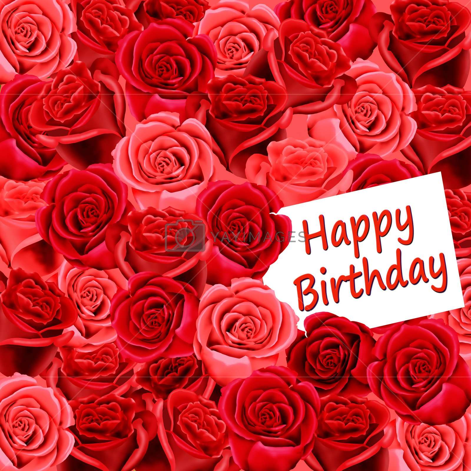 Happy Birthday On Wallpaper Of Red Roses By Acremead - Happy Birthday Flowers Red , HD Wallpaper & Backgrounds