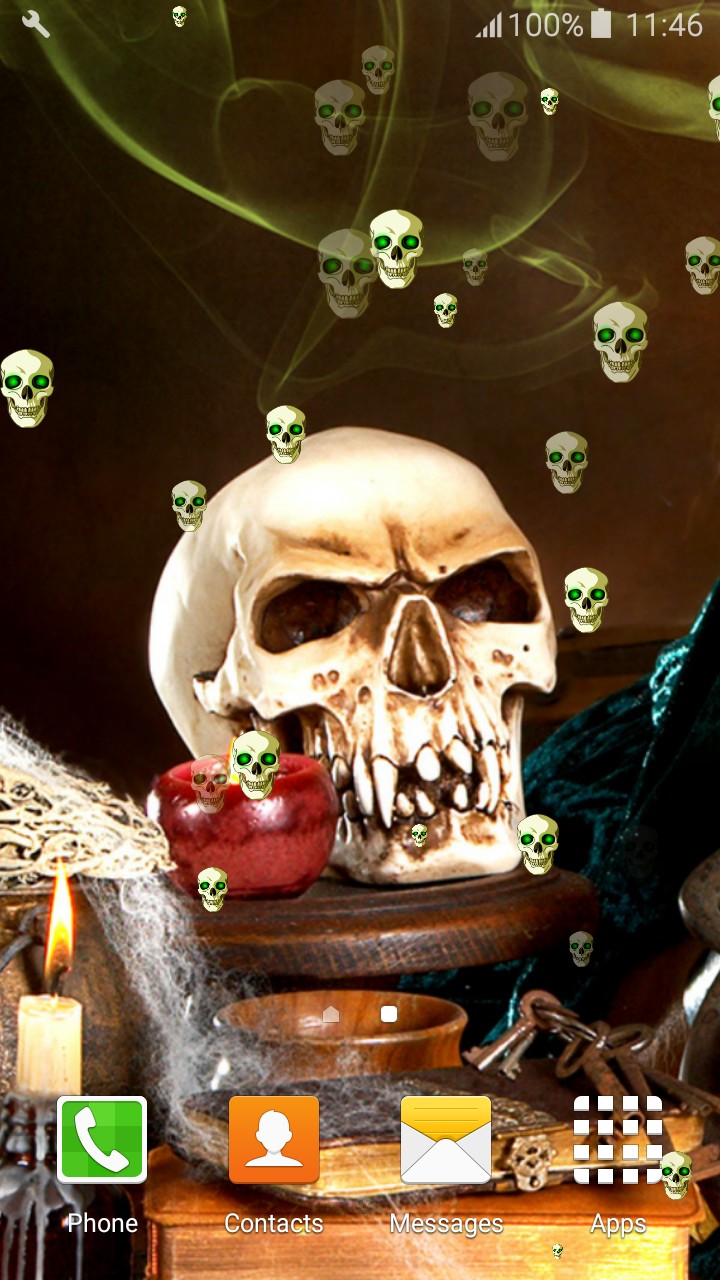 Halloween Live Wallpapers - Skull , HD Wallpaper & Backgrounds