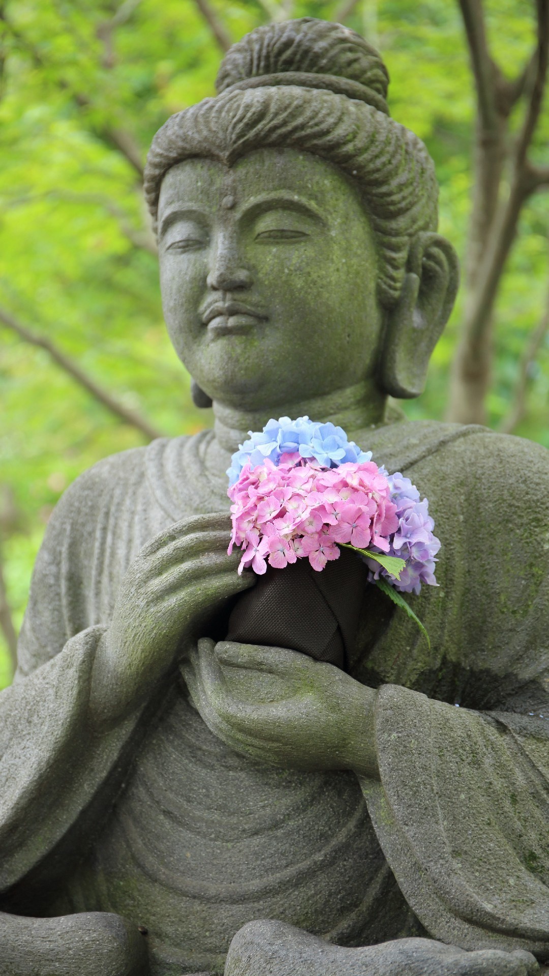 1080x1920, Buddha With Flowers Phone Wallpaper Lockscreen - Wallpaper , HD Wallpaper & Backgrounds