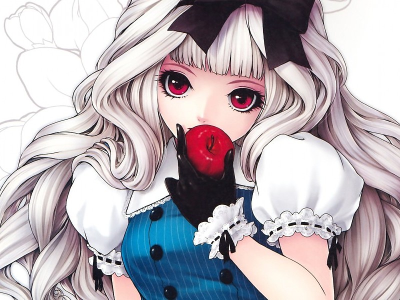 Anime Girl Eating Apple Wallpaper - Anime Girl Good Quality , HD Wallpaper & Backgrounds