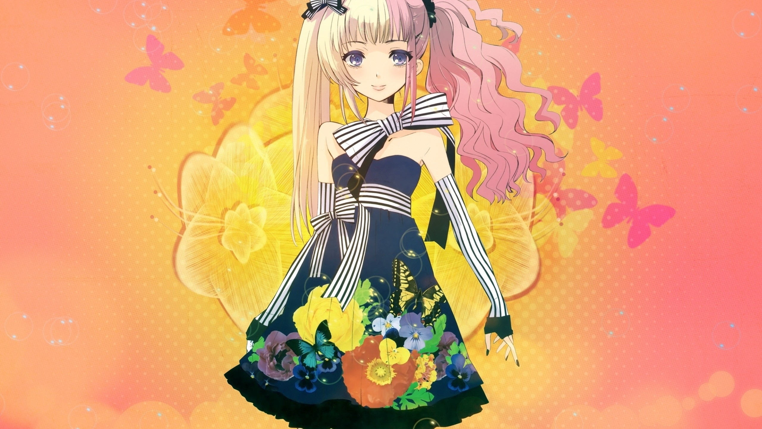 Wallpaper Anime, Girl, Cute, Dress, Smile - Девушки Из Аниме С Розовыми Волосами , HD Wallpaper & Backgrounds