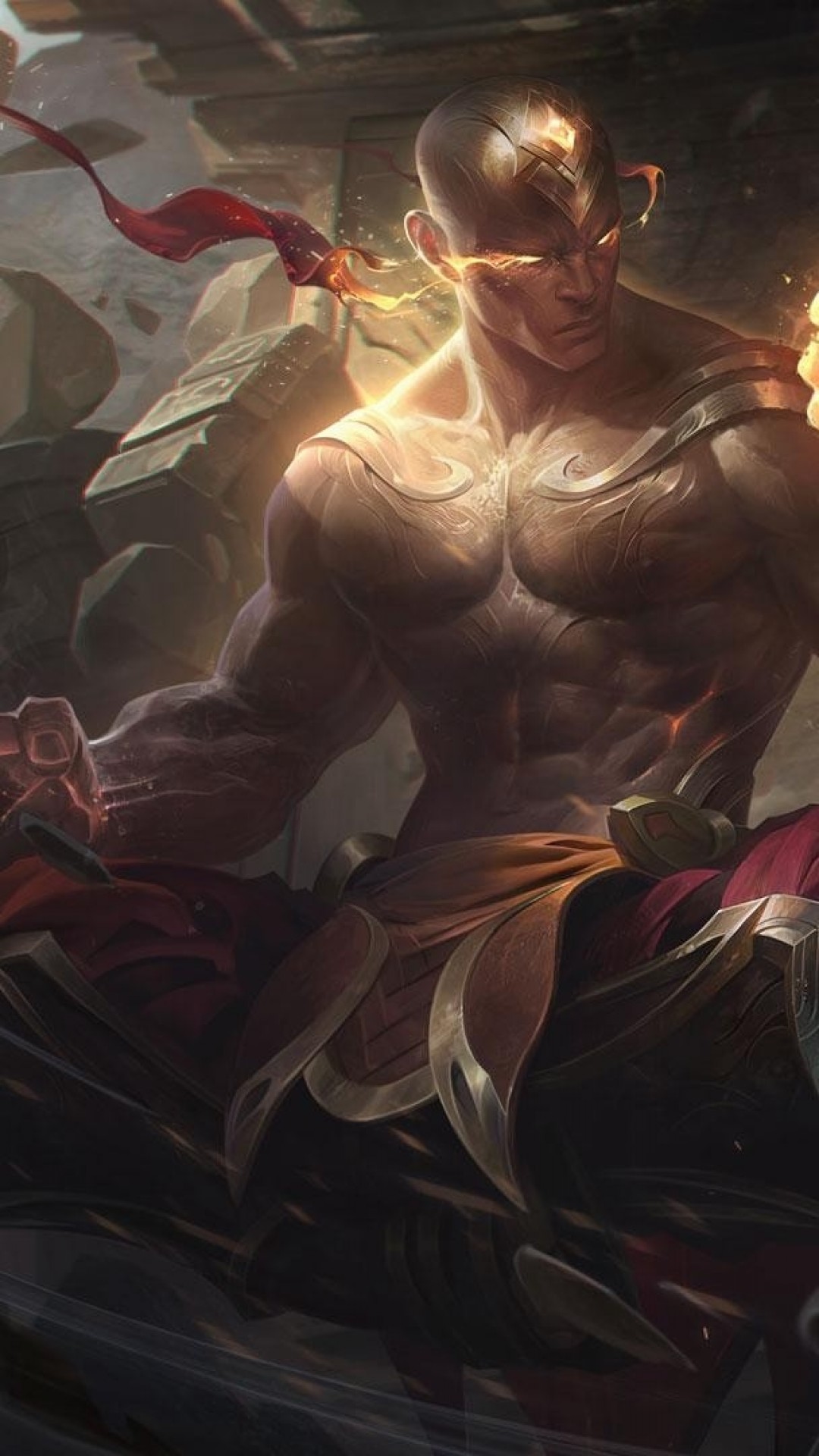 League Of Legends, Lee Sin, Artwork, Fists 
 Data Src - Lee Sin Wallpaper Phone , HD Wallpaper & Backgrounds