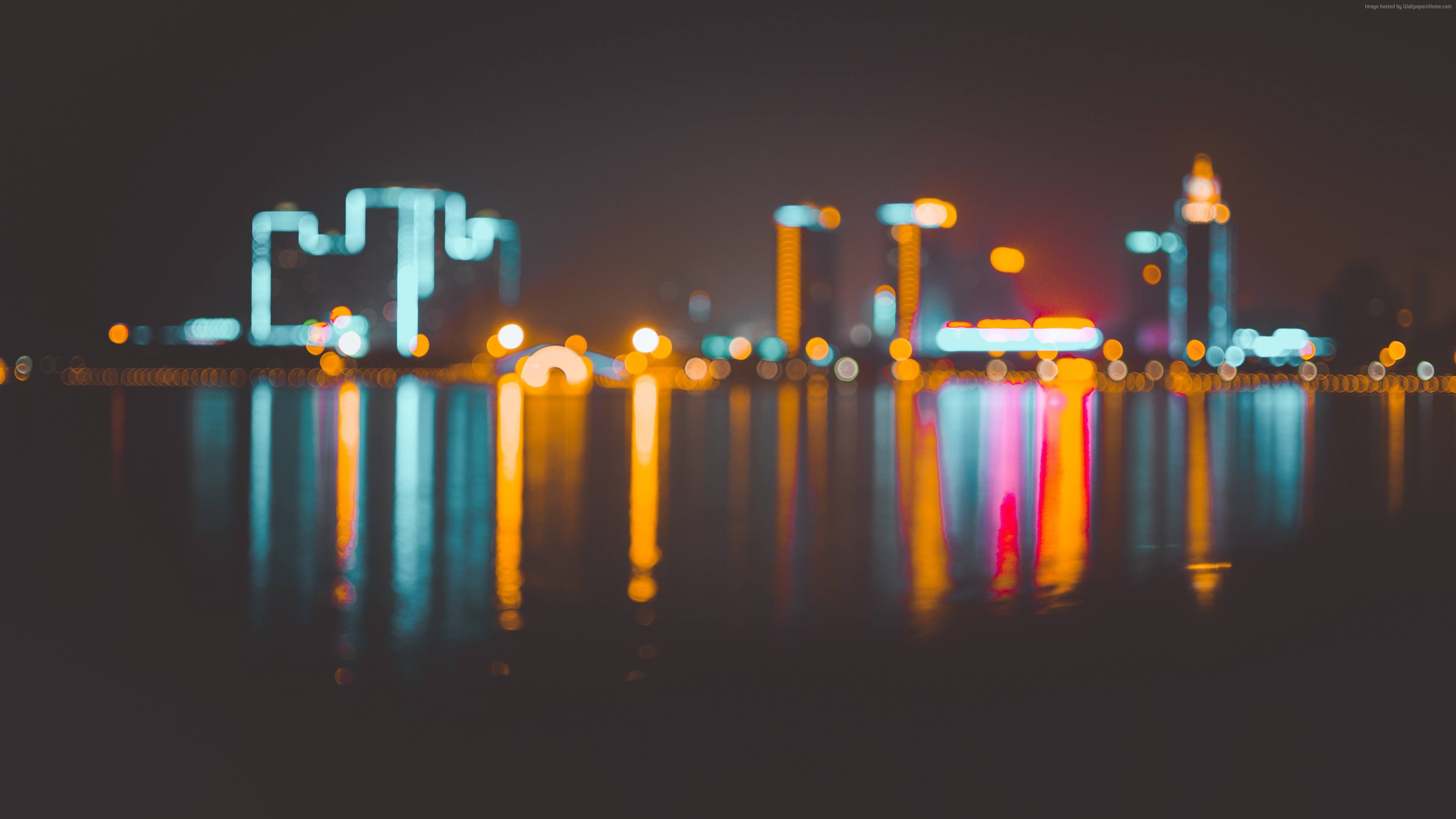 Wallpaper Blur, Bokeh, City, Night, 4k, 6k, Architecture - City Photo Lights Blur , HD Wallpaper & Backgrounds