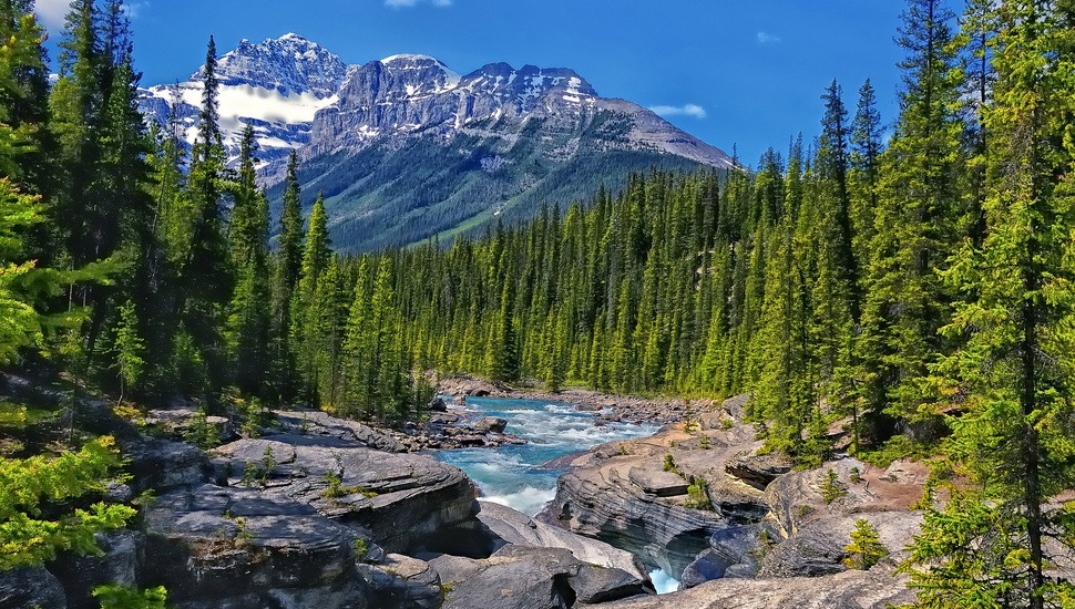 Alberta, River, Albert, Canada, Forest, Mountains, - Mountain And River Scene , HD Wallpaper & Backgrounds