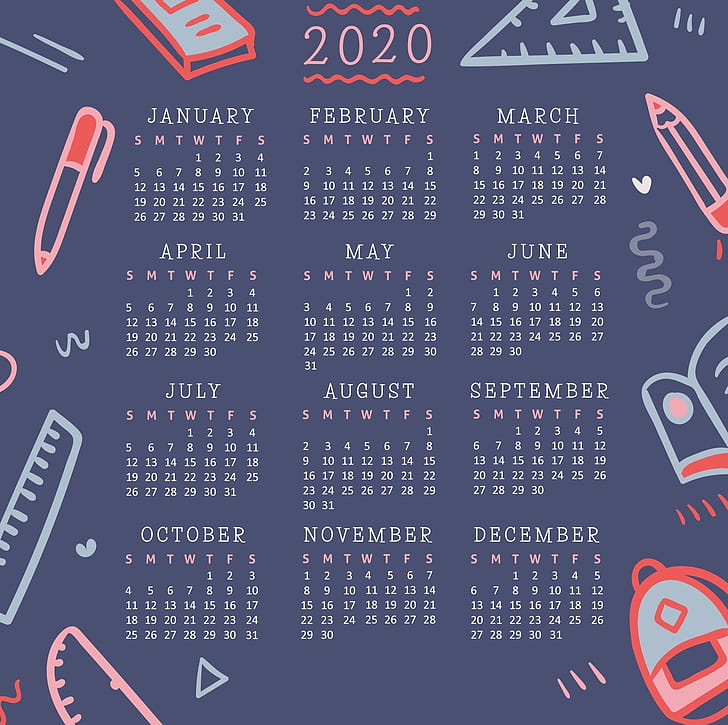 Calendar, 2020 , Numbers, Month, Simple Background, - Calendar 2011 , HD Wallpaper & Backgrounds