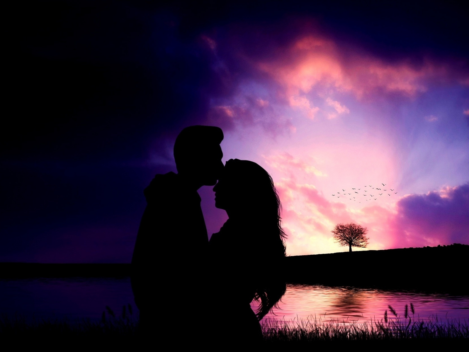 Love, Hug, Couple, Silhouette, Wallpaper - Love Couple Hd Full Screen , HD Wallpaper & Backgrounds