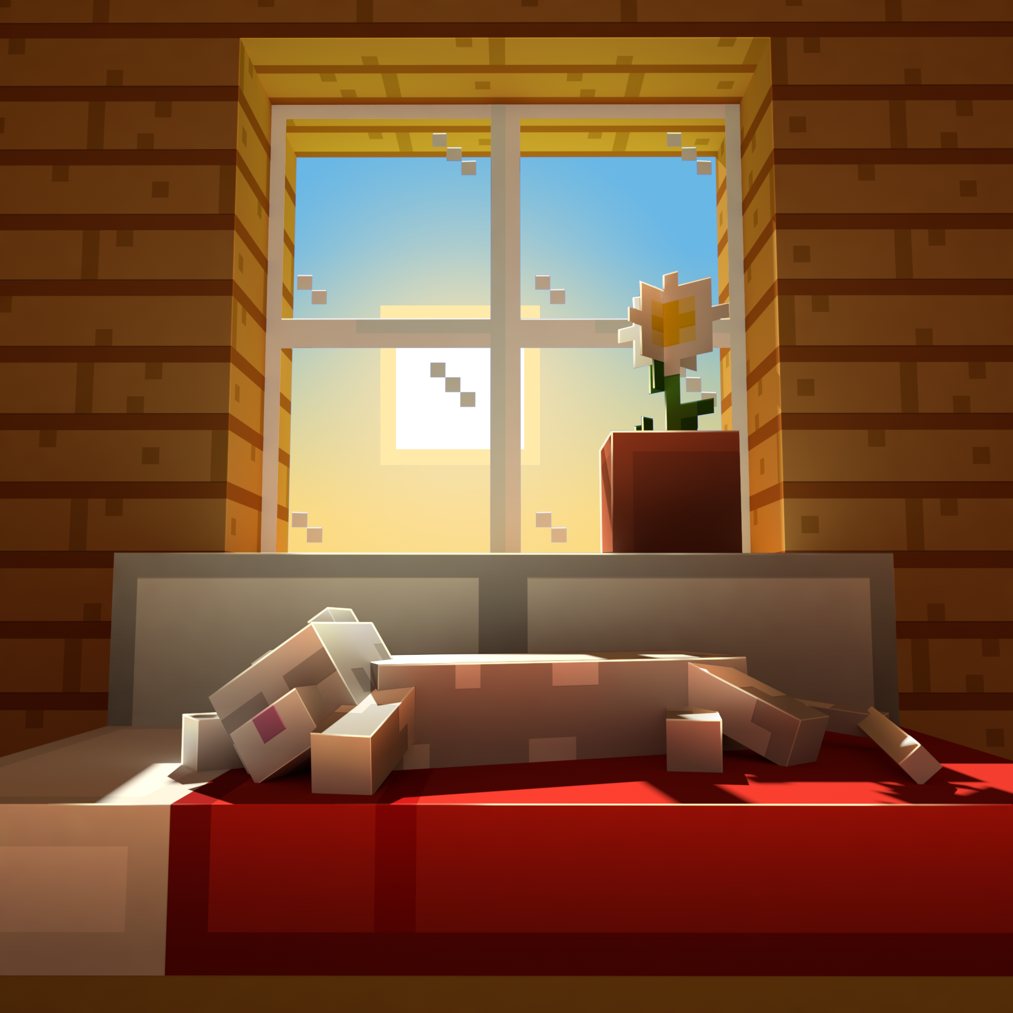 Sleeping Cat In The Morning Minecraft , HD Wallpaper & Backgrounds