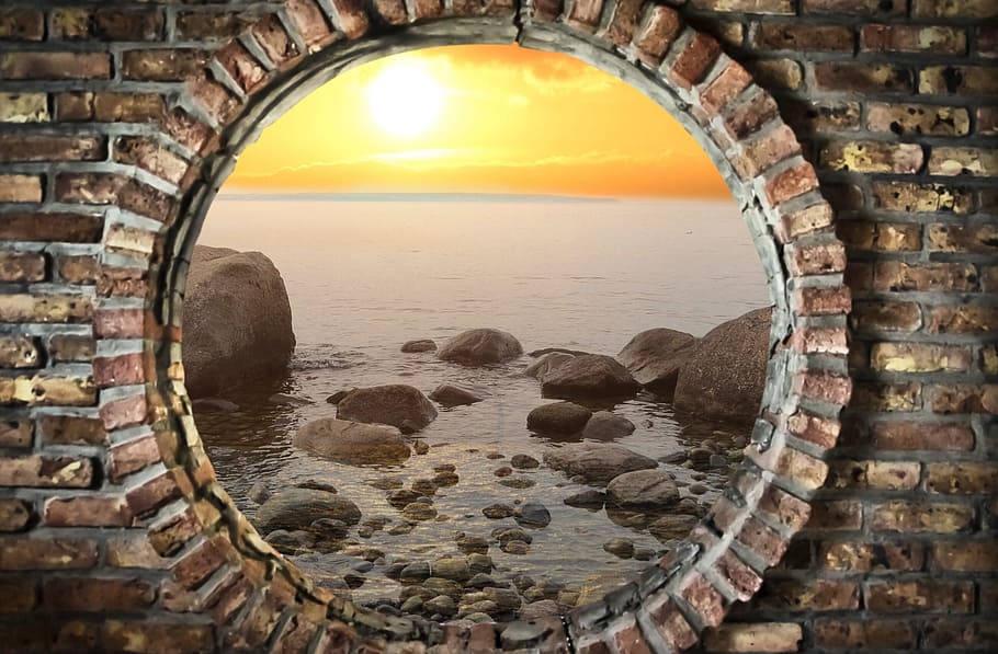 Good Evening, Sunset, Wall, Stones, Water, Architecture, - Texto Del Año 2018 , HD Wallpaper & Backgrounds