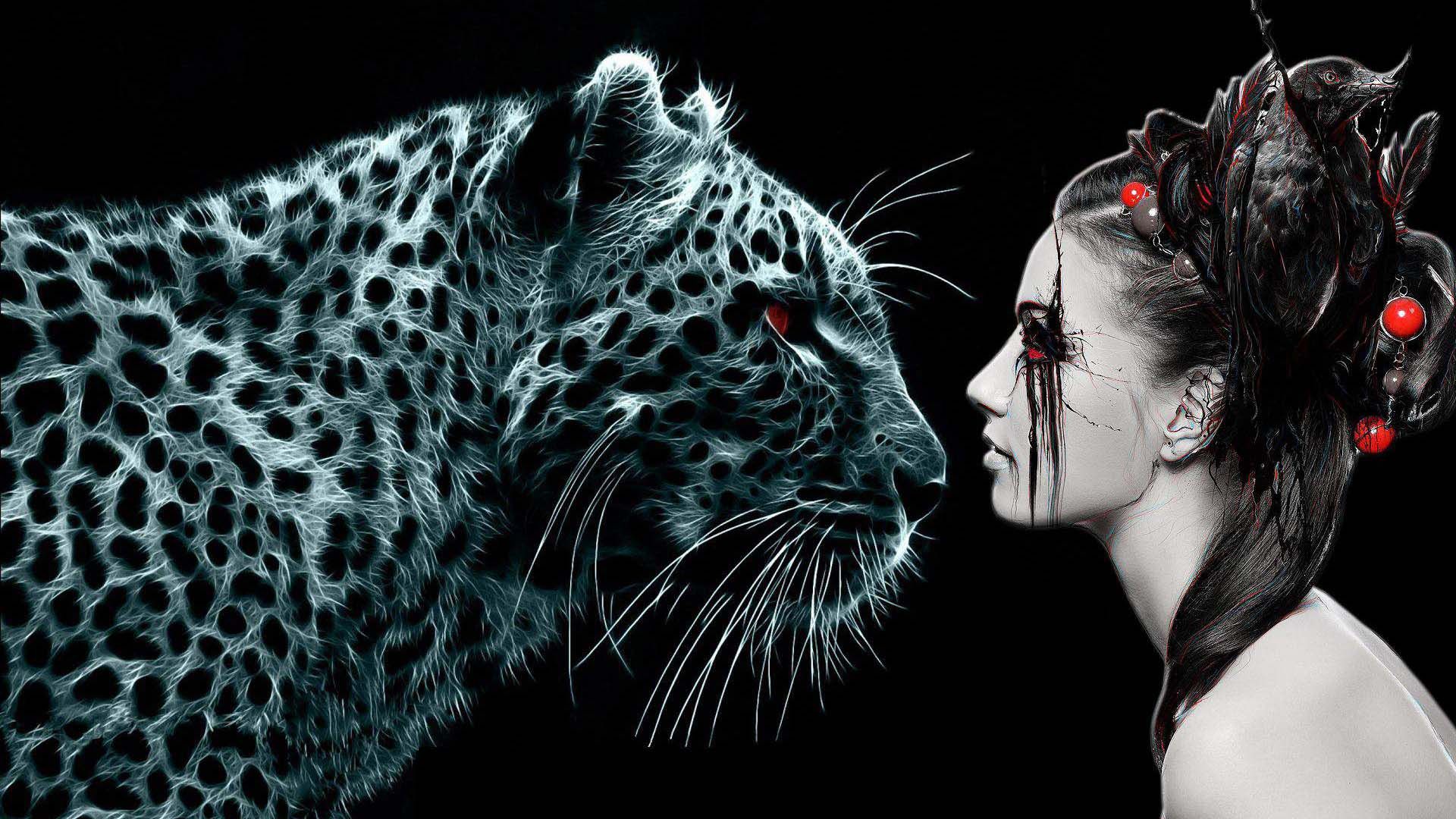 Dark Girl And The Tiger Hd Wallpaper - Gothic Tiger , HD Wallpaper & Backgrounds