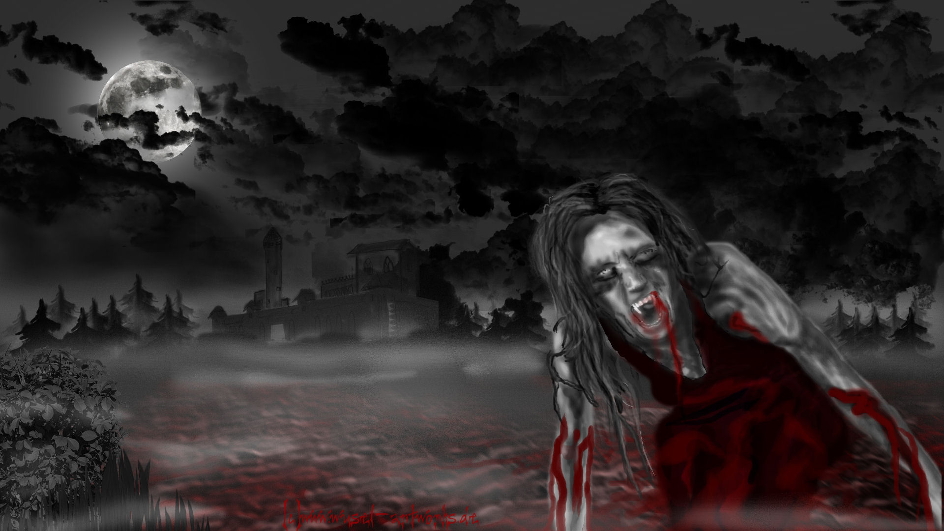 Dark Vampire Download Wallpaper - Vampire Wallpaper Horror , HD Wallpaper & Backgrounds