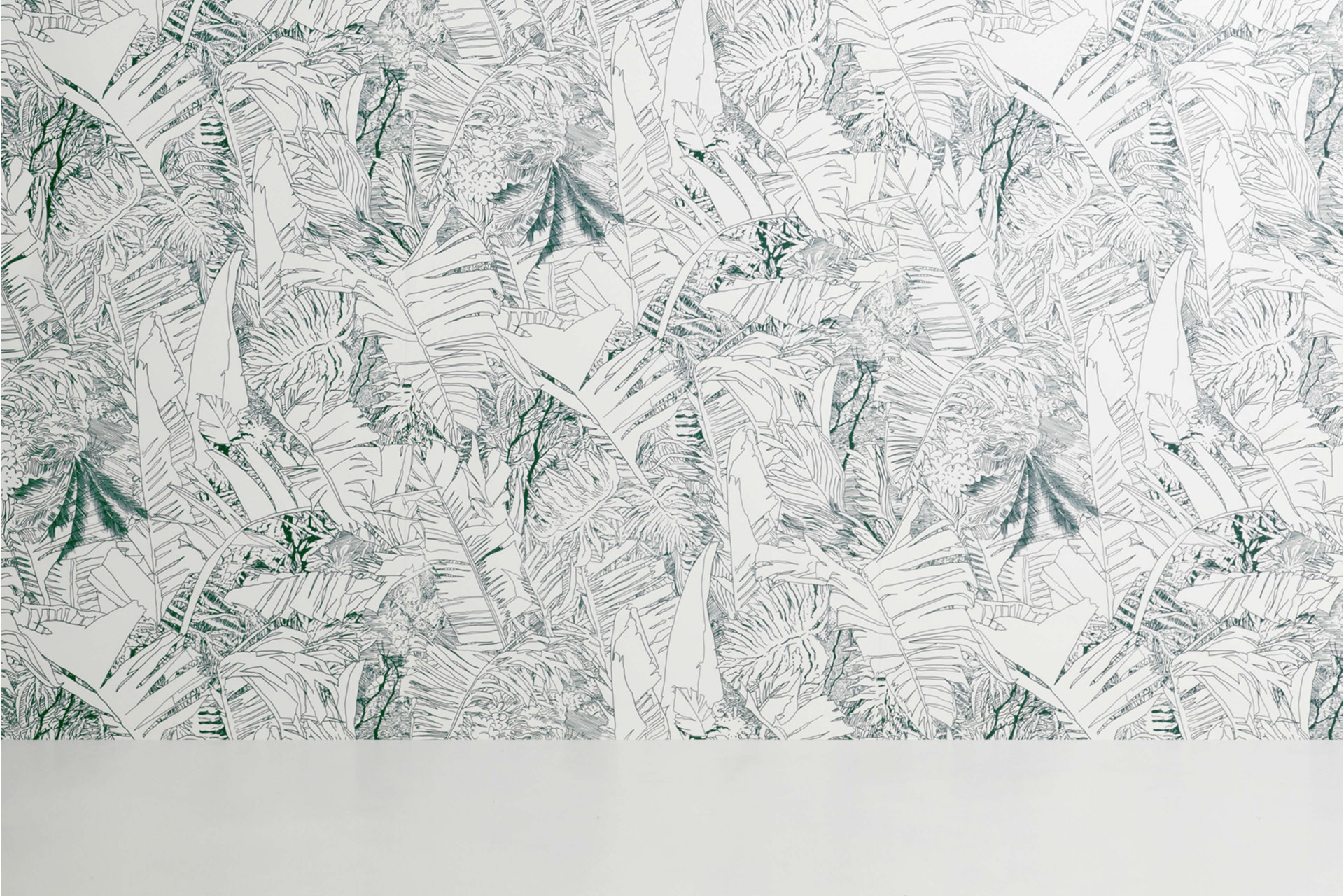 Jungle Wallpaper White And Green Petite Friture - Papier Peint Noir Blanc , HD Wallpaper & Backgrounds