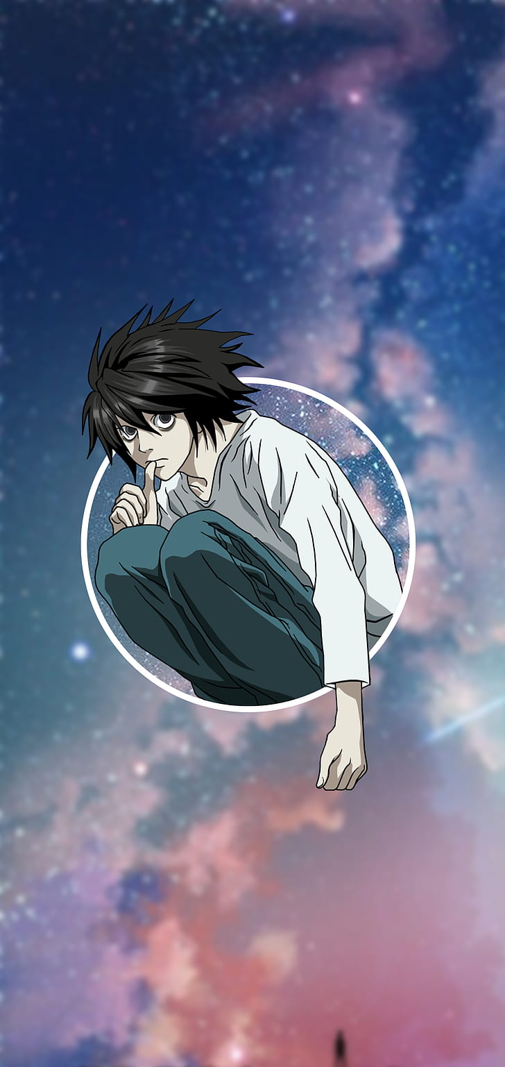 Anime, Phone, Sky, Dark Hair, Death Note, Lawliet L, - Death Note , HD Wallpaper & Backgrounds