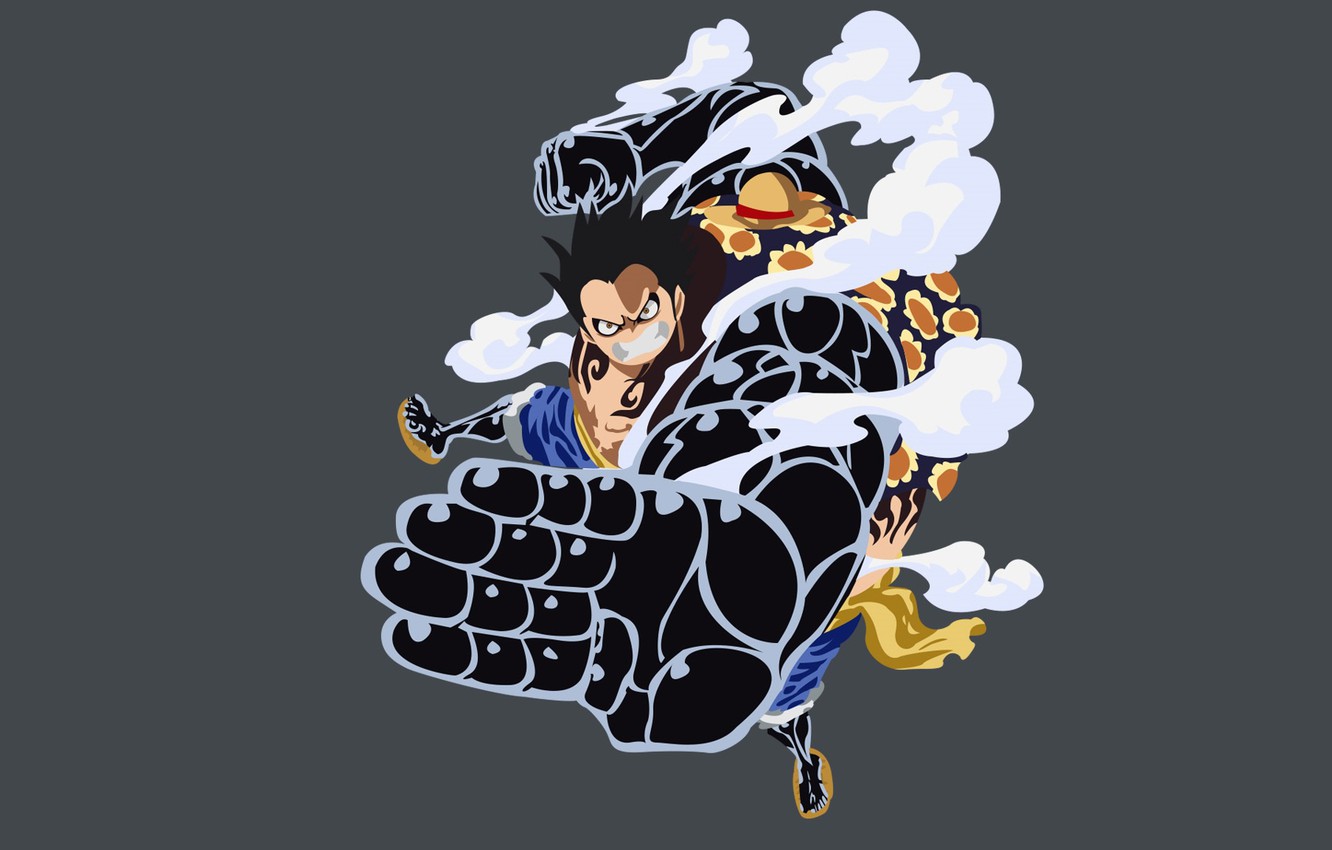 Photo Wallpaper Hand, Guy, Grey Background, One Piece - Luffy Gear 4 Minimalist , HD Wallpaper & Backgrounds