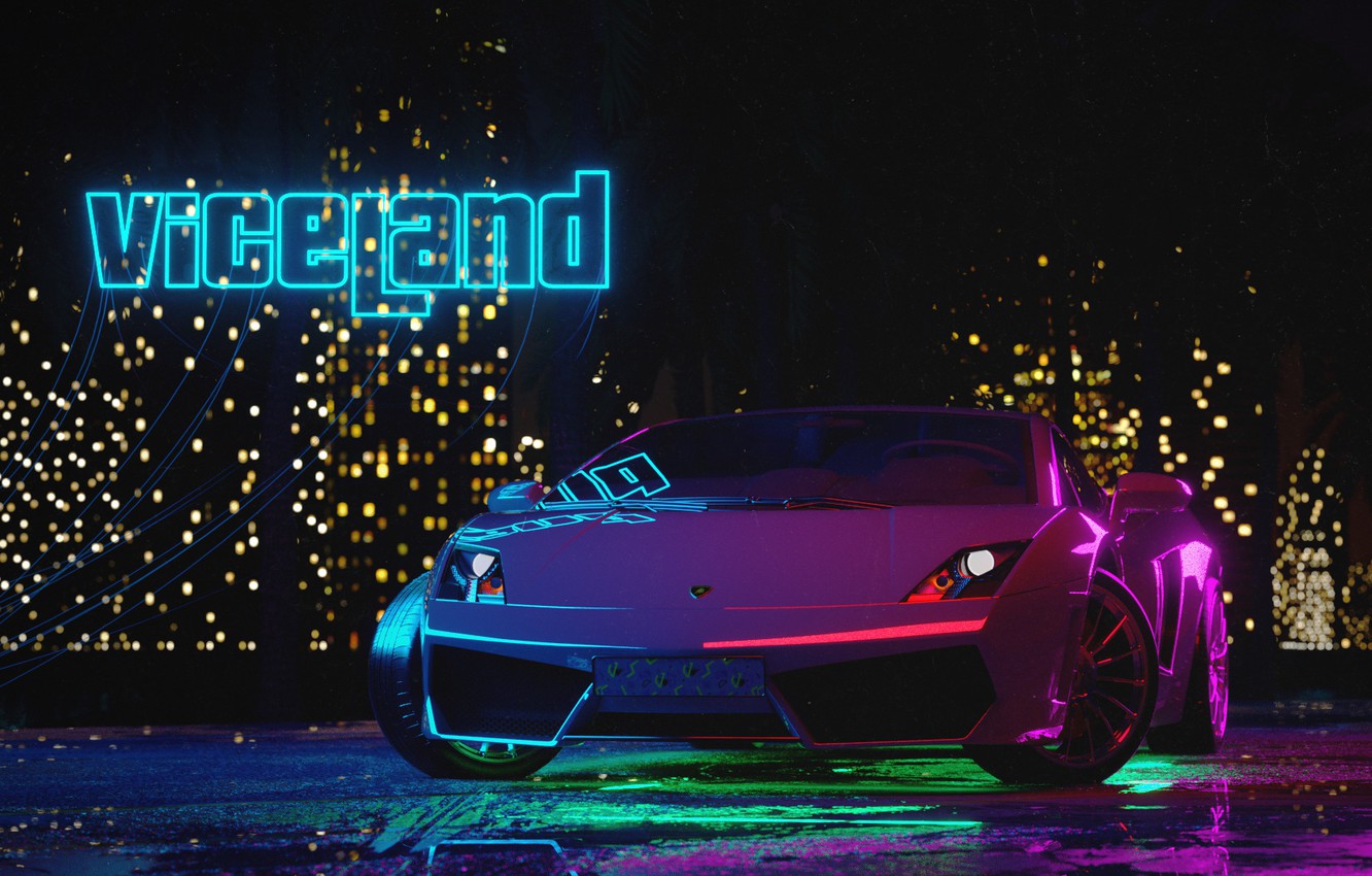 Photo Wallpaper Auto, Night, Music, Lamborghini, Neon, - Neon Lamborghini , HD Wallpaper & Backgrounds