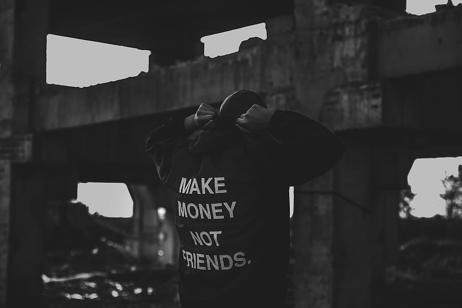 Person Wearing Black And White Make Money Not Friends , HD Wallpaper & Backgrounds